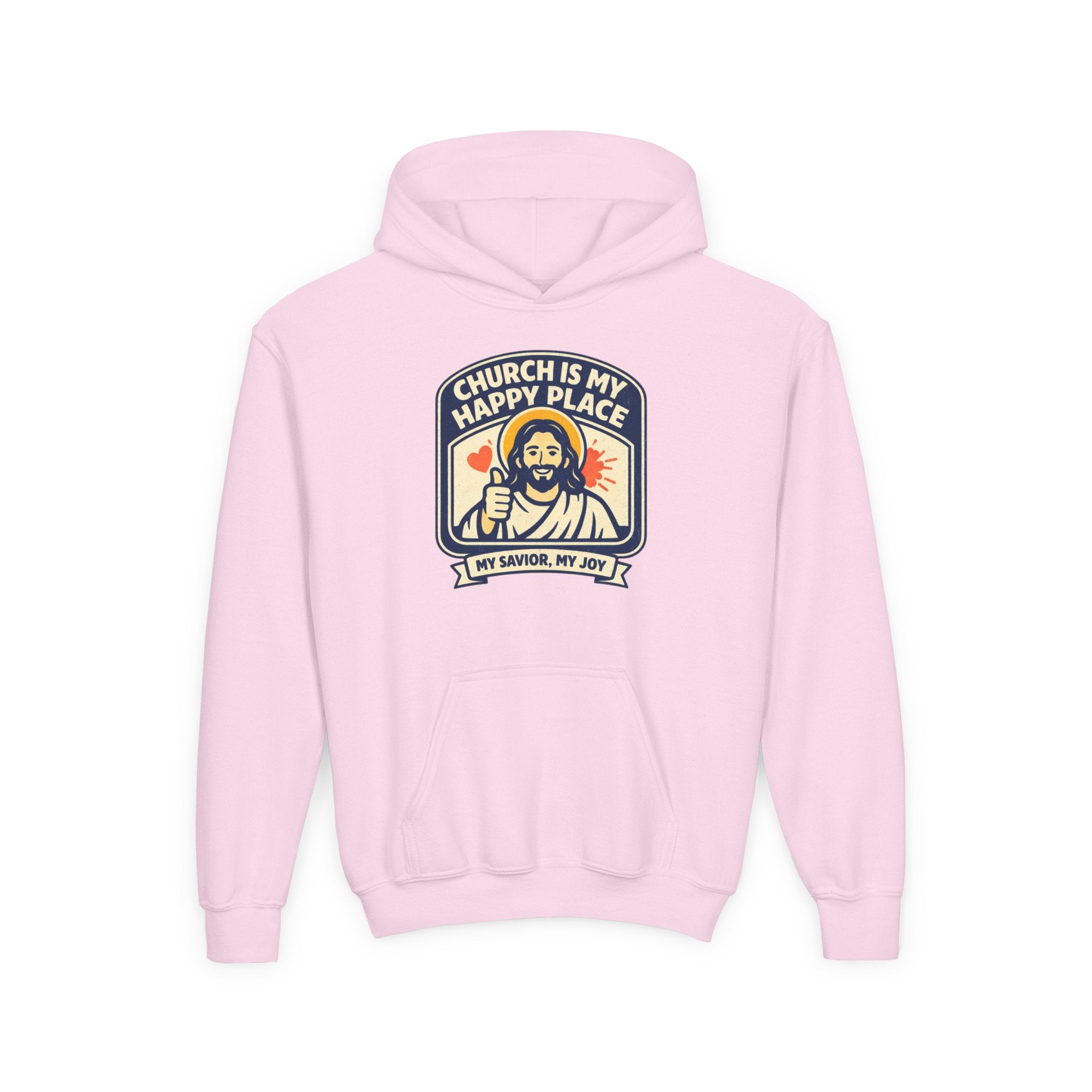 "Church Is My Happy Place" Youth Jesus Graphic Christian Sweatshirt