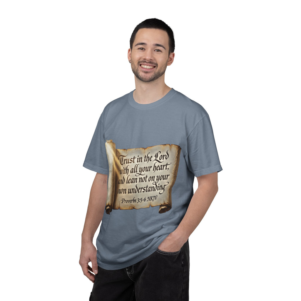 Proverbs 3:5-6 Trust in the Lord T-shirt Scroll Design