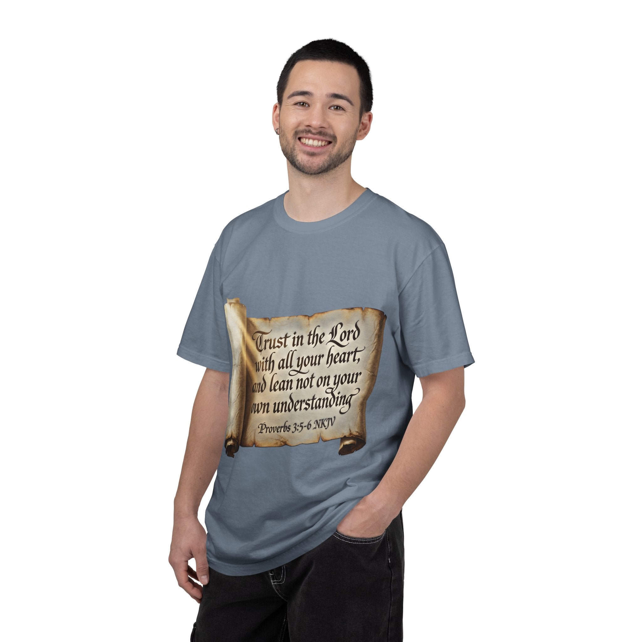 Proverbs 3:5-6 Trust in the Lord T-shirt Scroll Design