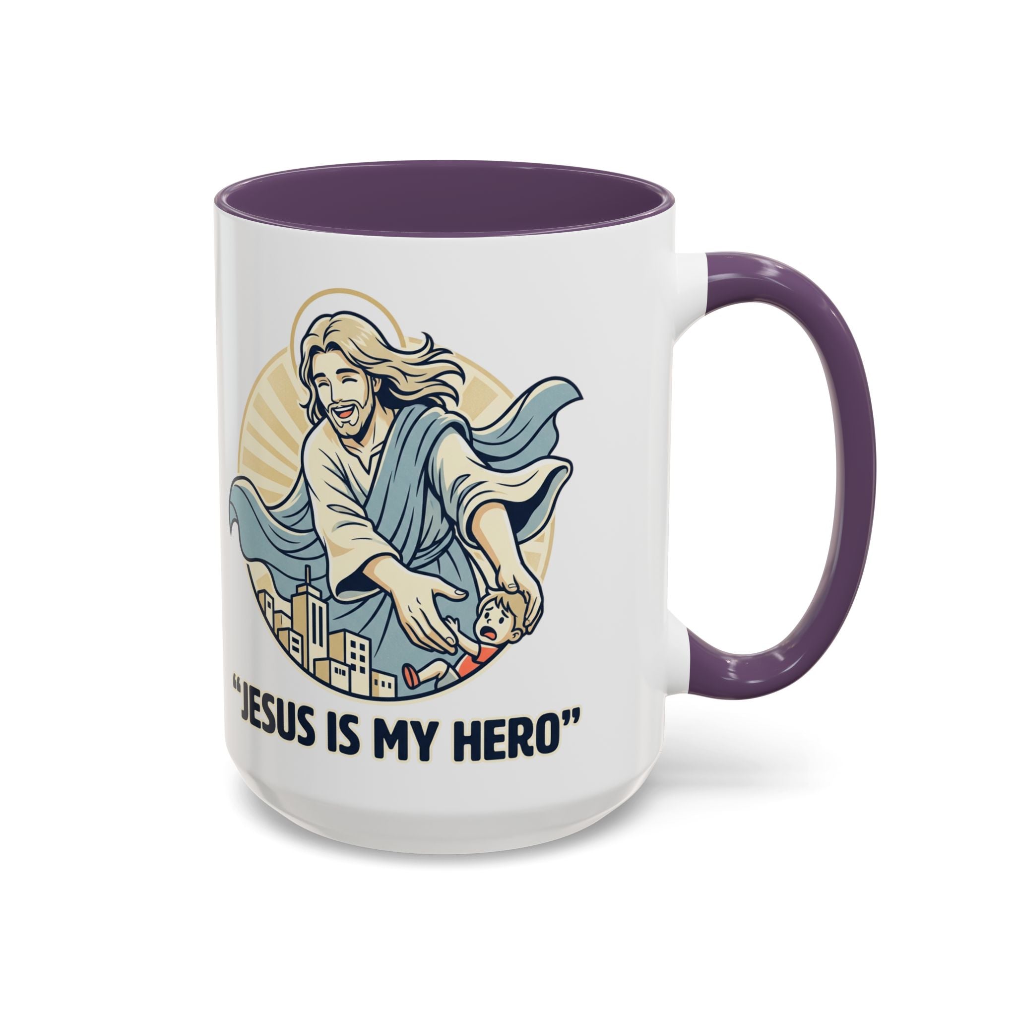 Jesus is my Hero - Accent Coffee Mug (11, 15oz)