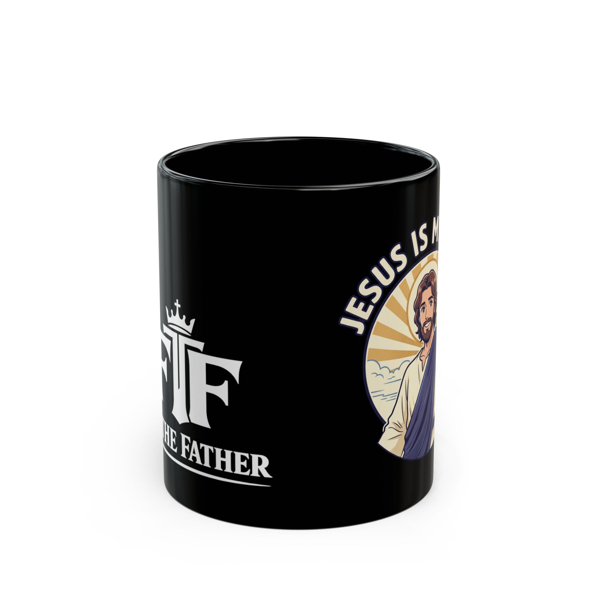 FTF - "Jesus Is My Hero" Sunburst - Black Mug (11oz/15oz)