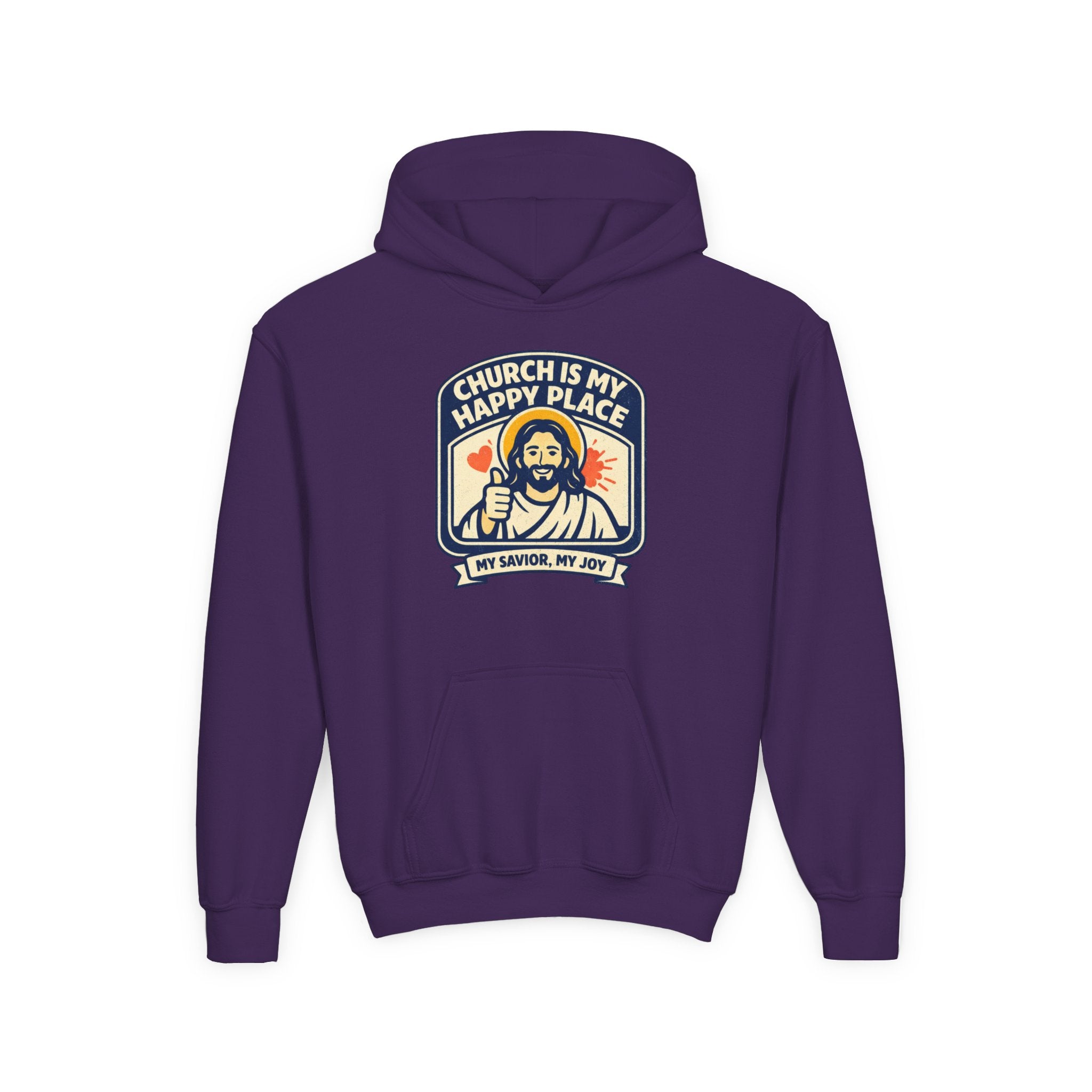 "Church Is My Happy Place" Youth Jesus Graphic Christian Sweatshirt
