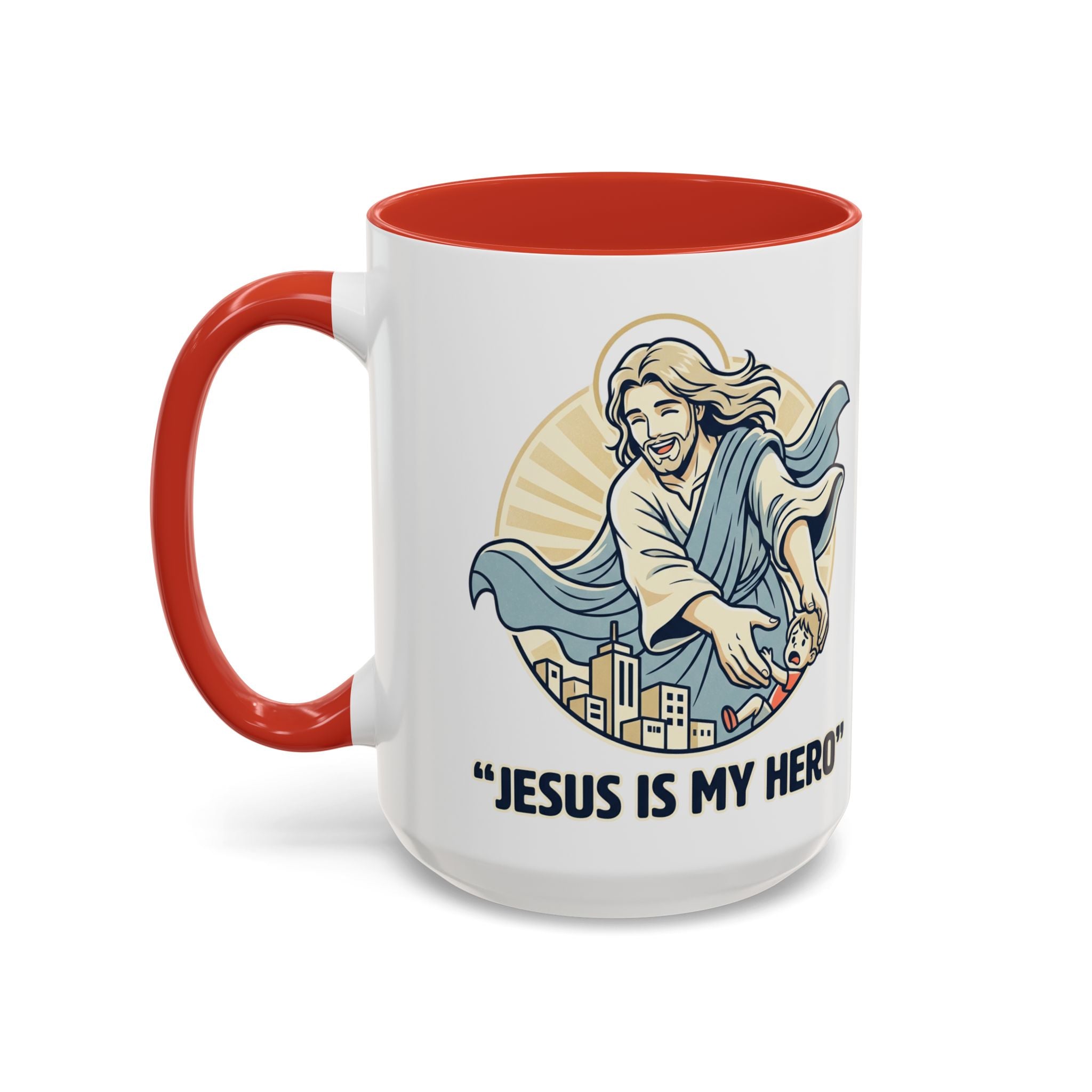 Jesus is my Hero - Accent Coffee Mug (11, 15oz)