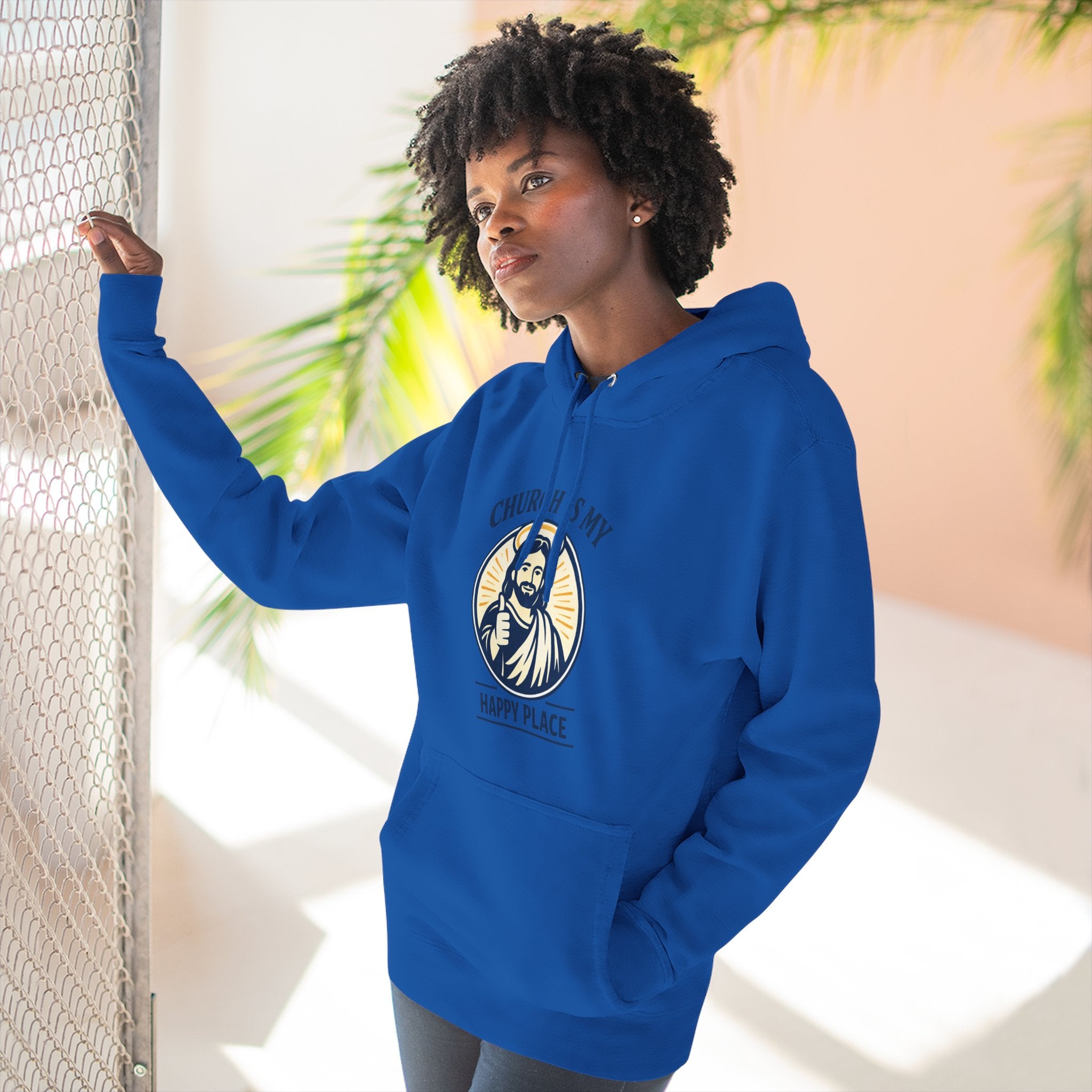 Church Is My Happy Place Hoodie - Christian Faith Graphic Hoodie