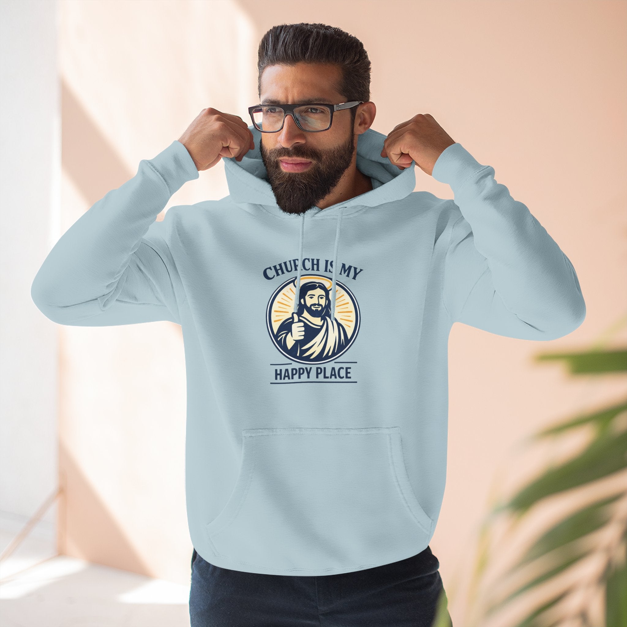 Church Is My Happy Place Hoodie - Christian Faith Graphic Hoodie