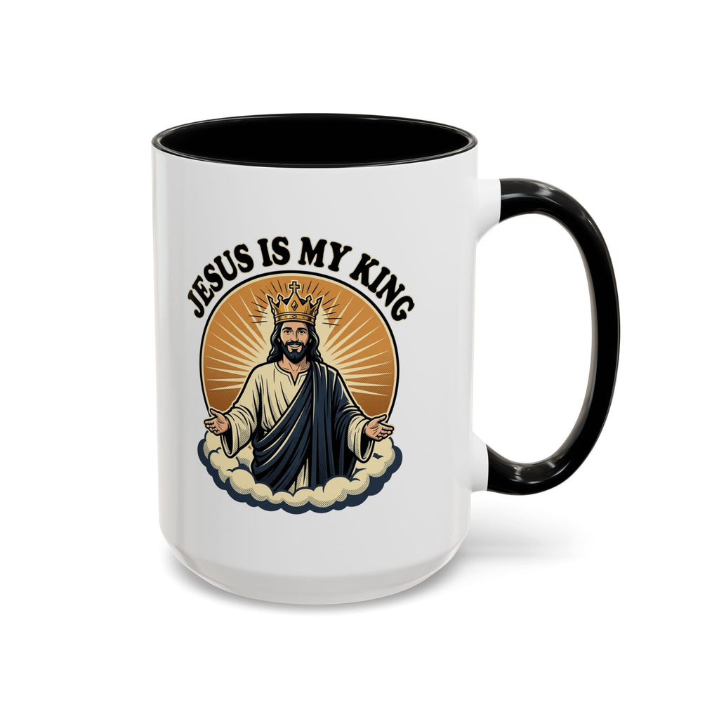 Jesus Is My King Accent Coffee Mug — Christian Religious Ceramic Mug (11/15oz)
