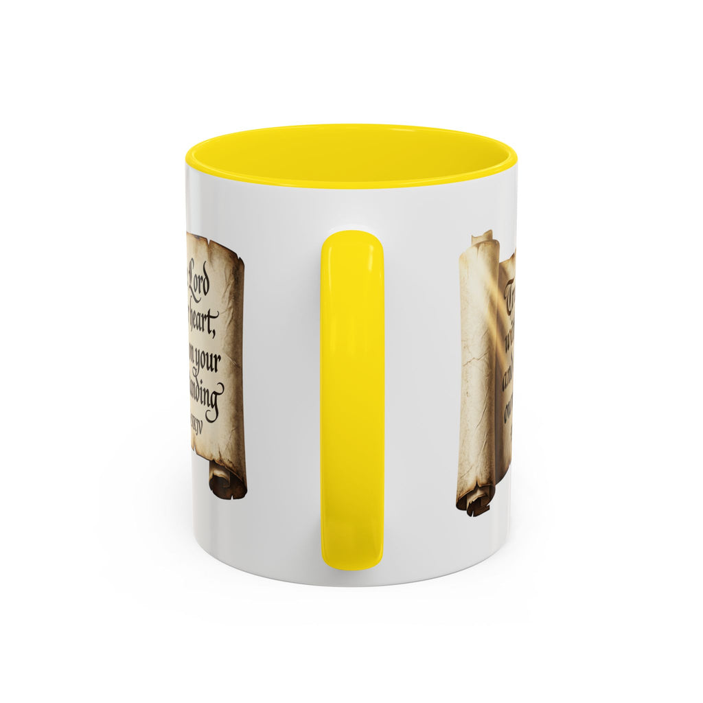 Proverbs 3:5-6 Scroll Accent Coffee Mug — Trust in the Lord Scripture Mug