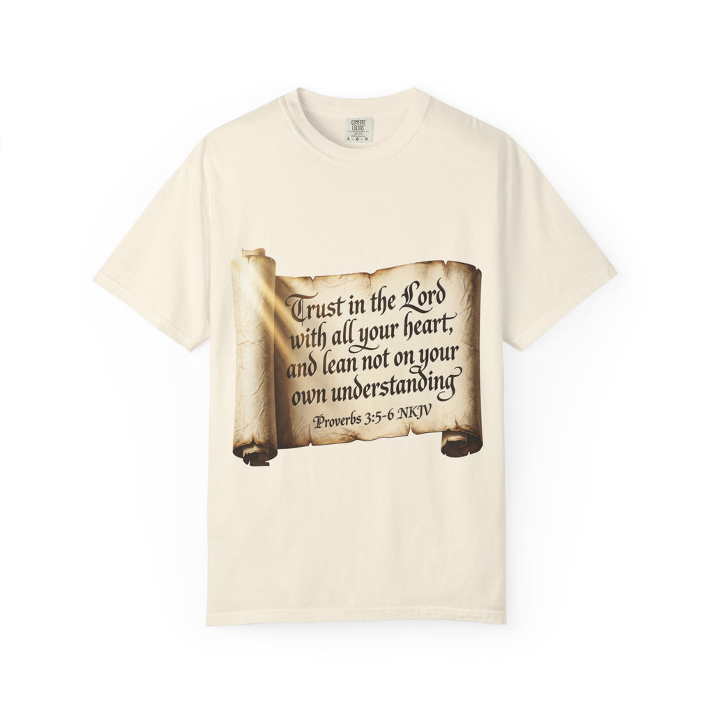 Proverbs 3:5-6 Trust in the Lord T-shirt Scroll Design