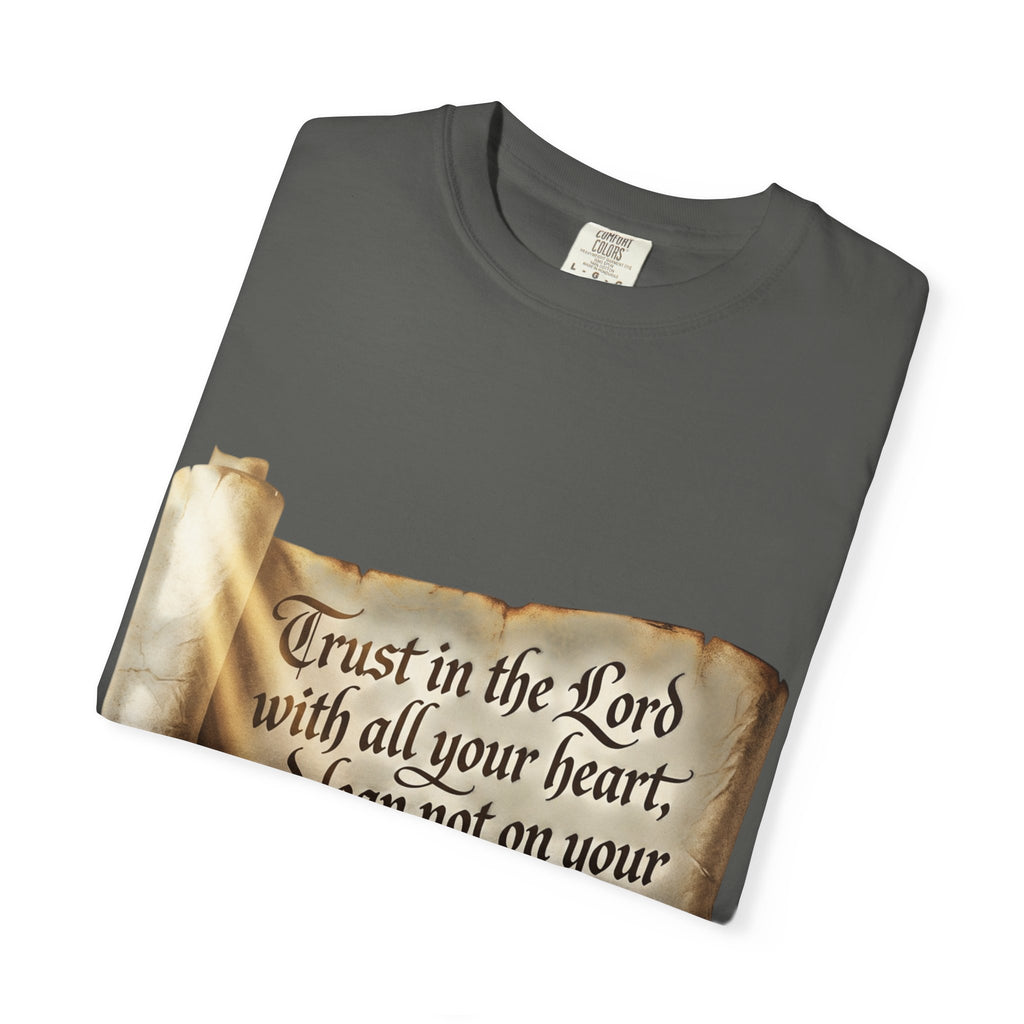 Proverbs 3:5-6 Trust in the Lord T-shirt Scroll Design