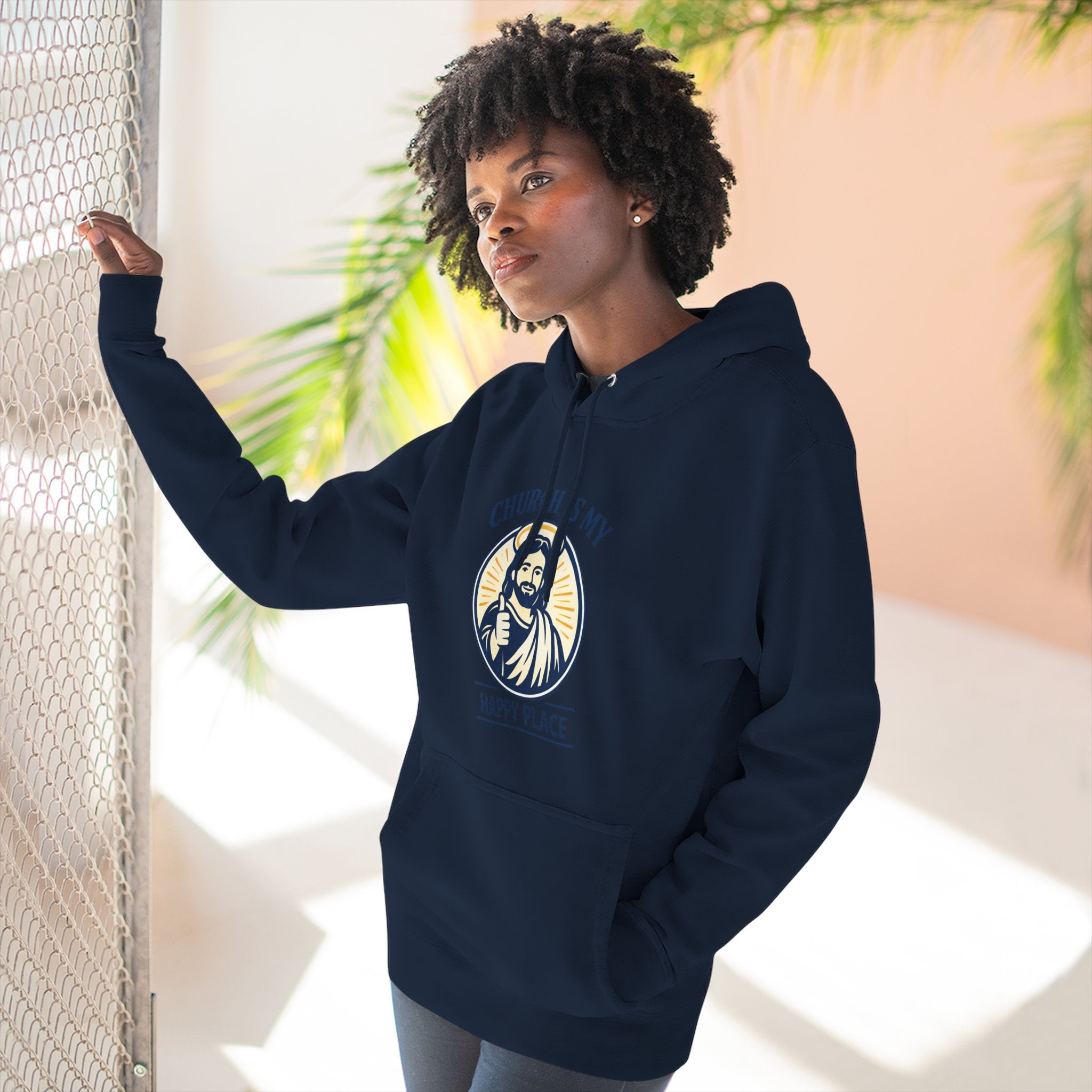 Church Is My Happy Place Hoodie - Christian Faith Graphic Hoodie