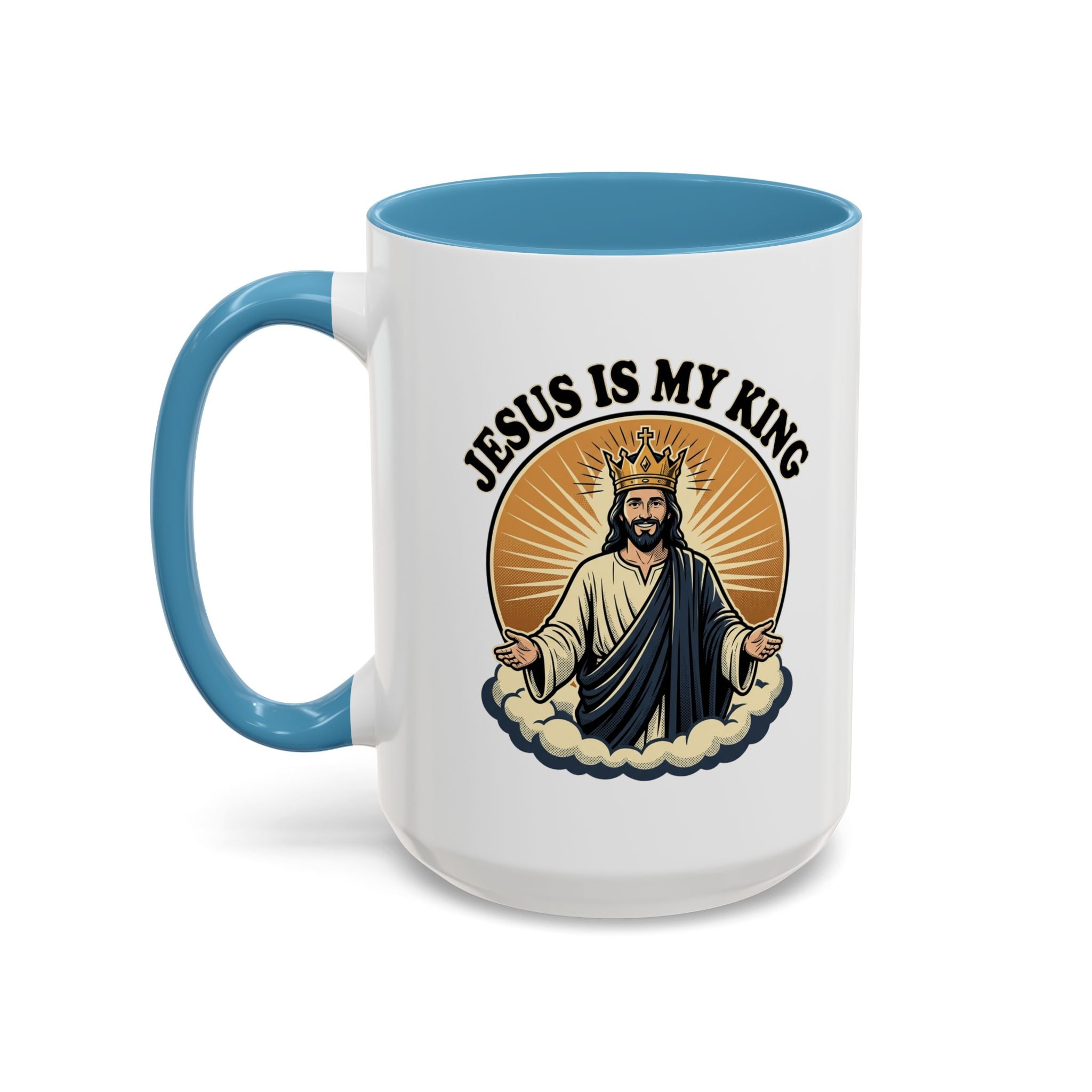 Jesus Is My King Accent Coffee Mug — Christian Religious Ceramic Mug (11/15oz)