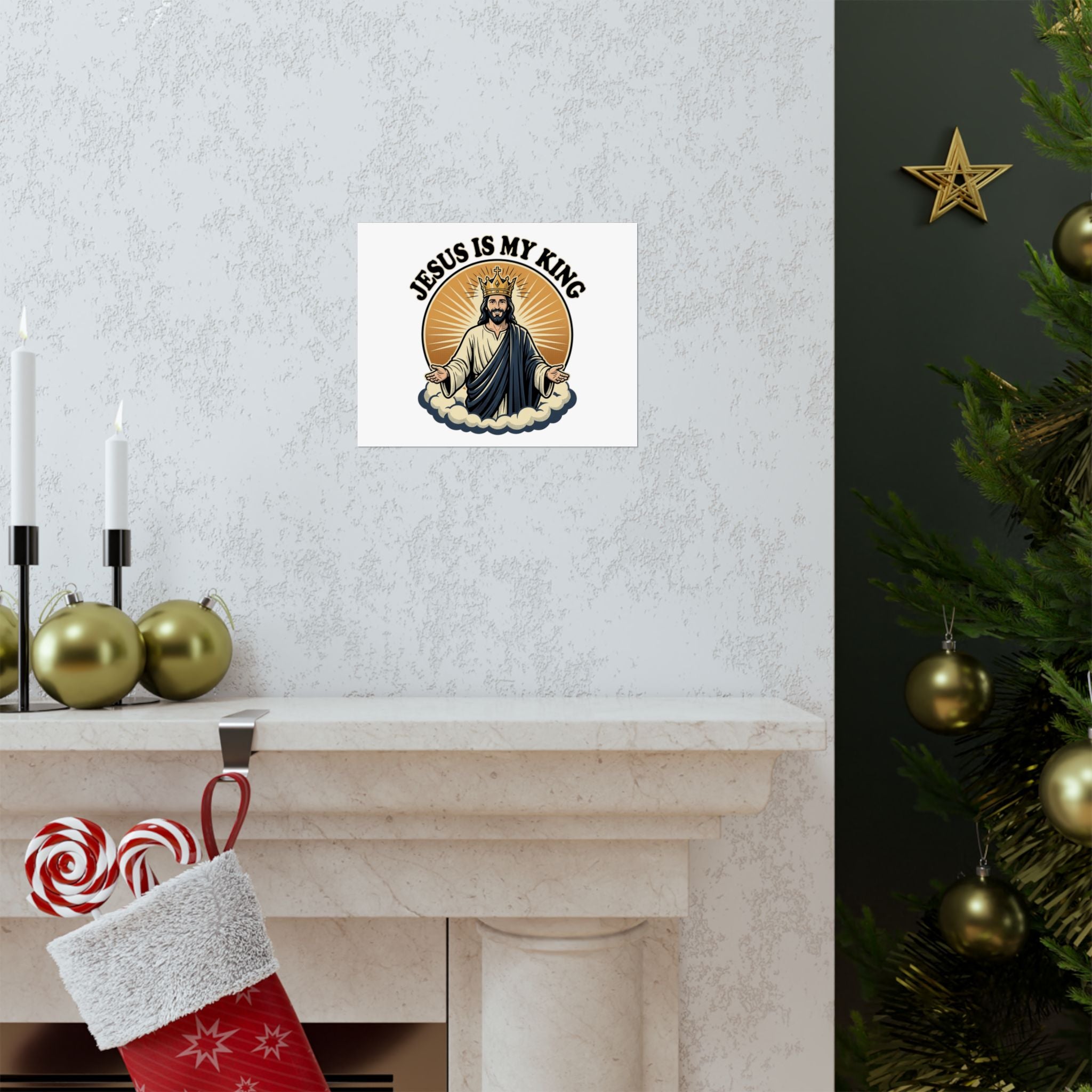 Jesus Is My King Poster — Crowned Christ Wall Art for Christian Home & Church Decor