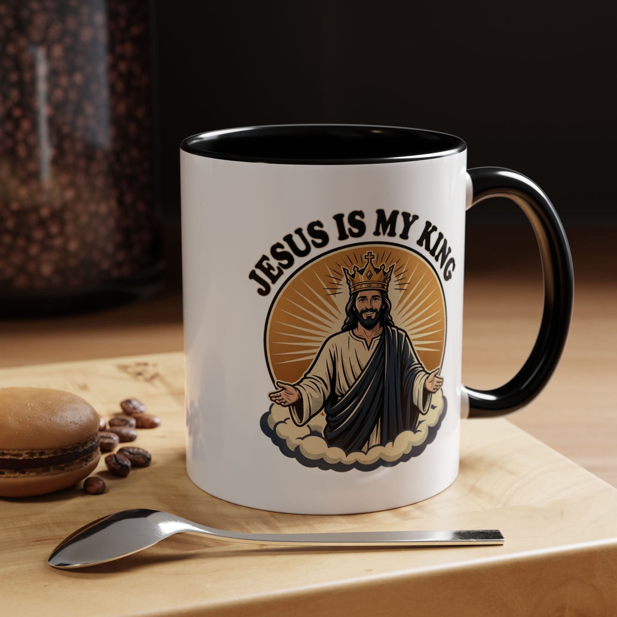 Jesus Is My King Accent Coffee Mug — Christian Religious Ceramic Mug (11/15oz)