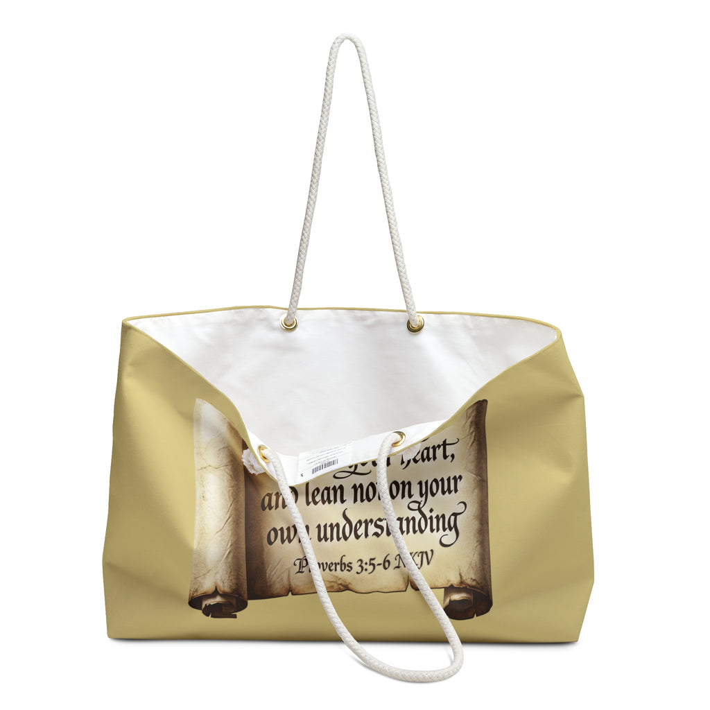 Inspirational Scripture Weekender Bag – "Trust in the Lord" Proverbs 3:5-6 Travel Tote