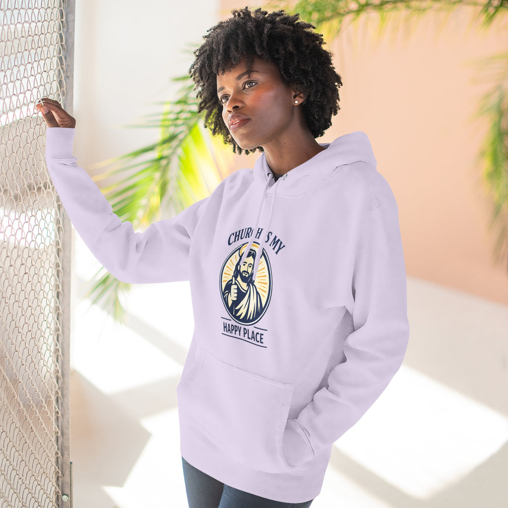 Church Is My Happy Place Hoodie - Christian Faith Graphic Hoodie