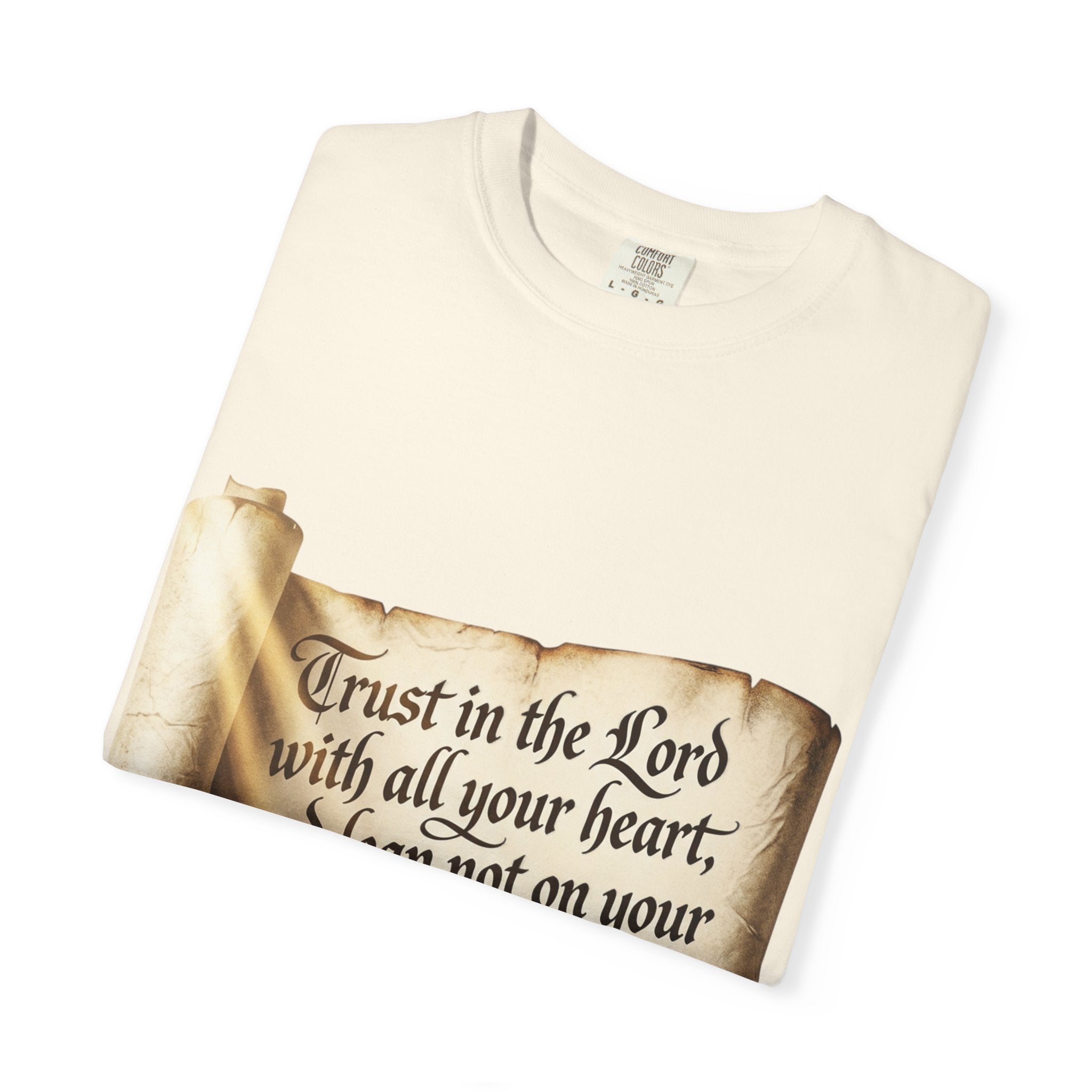 Proverbs 3:5-6 Trust in the Lord T-shirt Scroll Design
