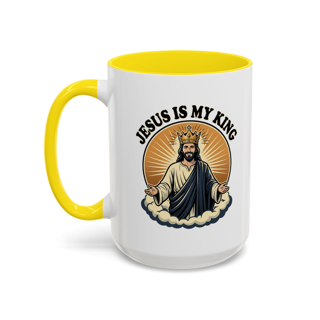 Jesus Is My King Accent Coffee Mug — Christian Religious Ceramic Mug (11/15oz)