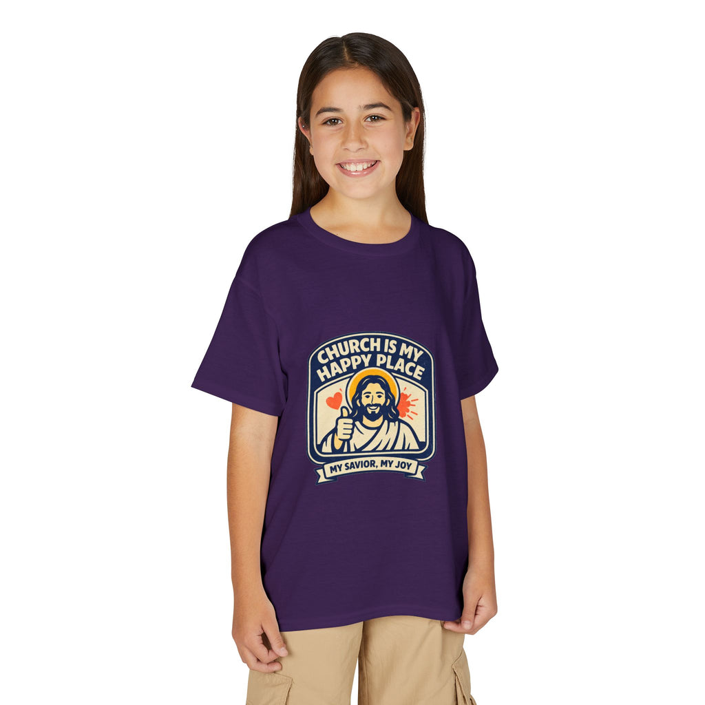 "Church Is My Happy Place" Kids Christian Tee