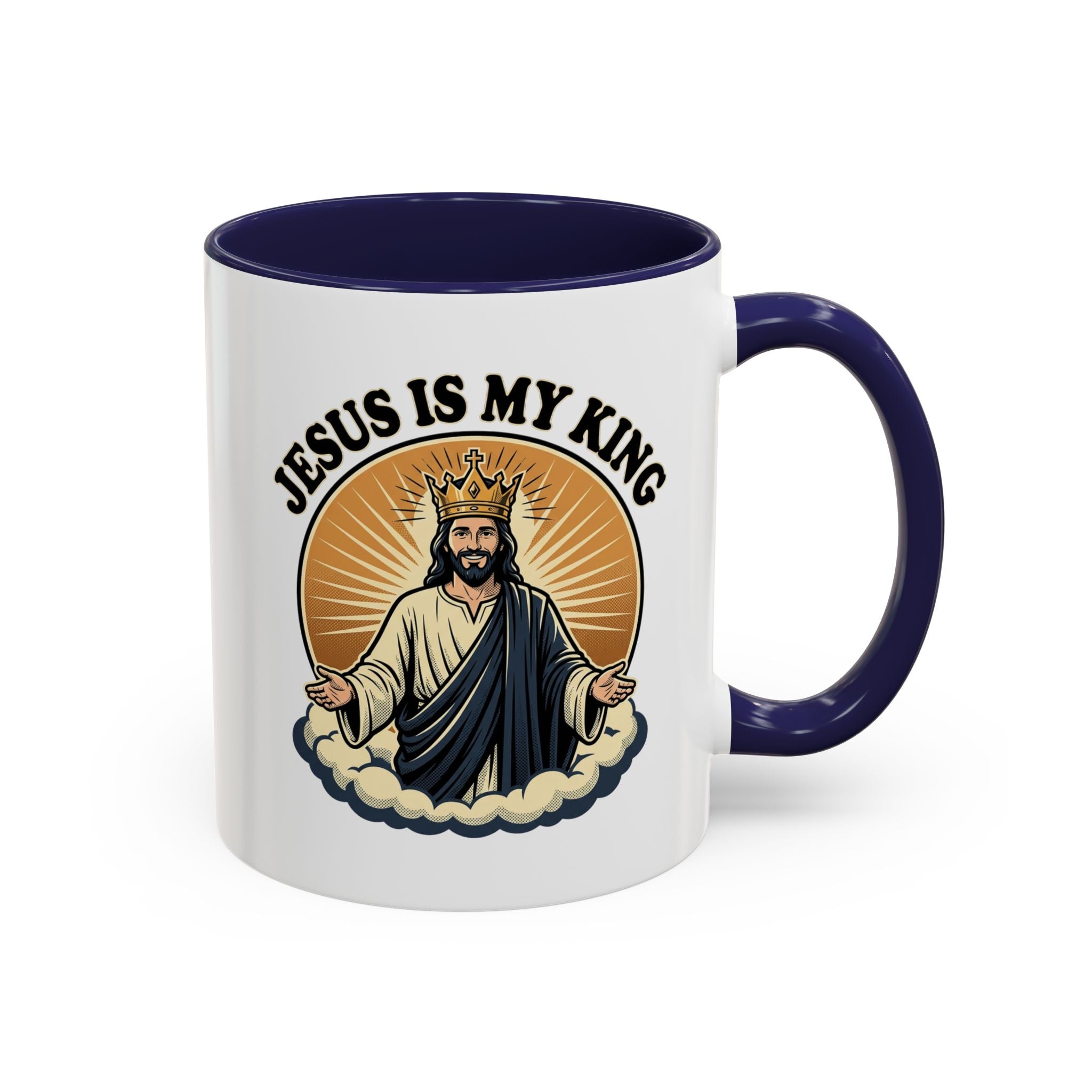 Jesus Is My King Accent Coffee Mug — Christian Religious Ceramic Mug (11/15oz)