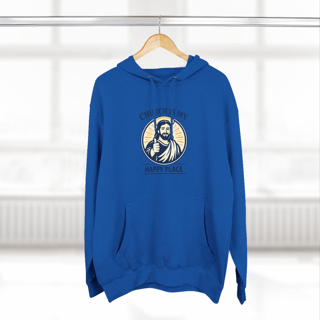 Church Is My Happy Place Hoodie - Christian Faith Graphic Hoodie