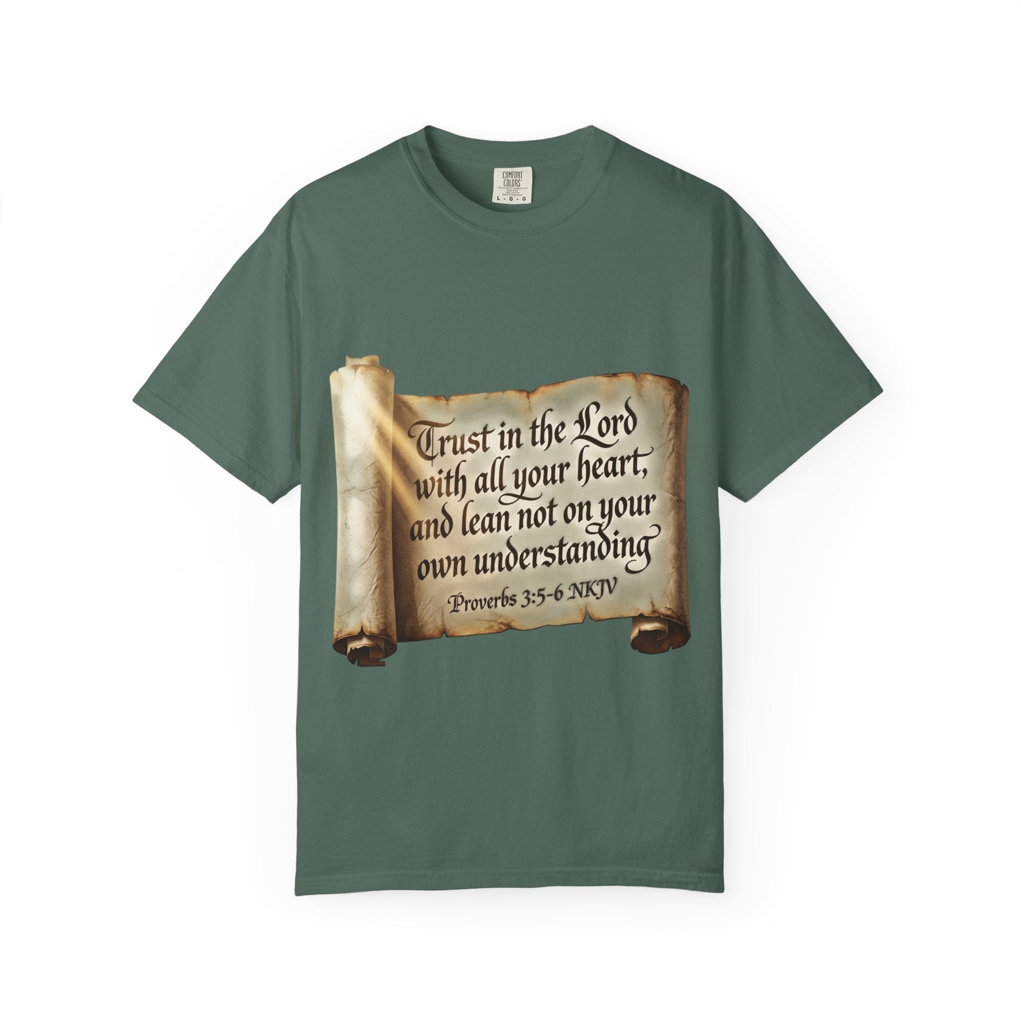Proverbs 3:5-6 Trust in the Lord T-shirt Scroll Design