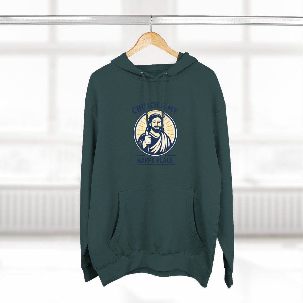 Church Is My Happy Place Hoodie - Christian Faith Graphic Hoodie