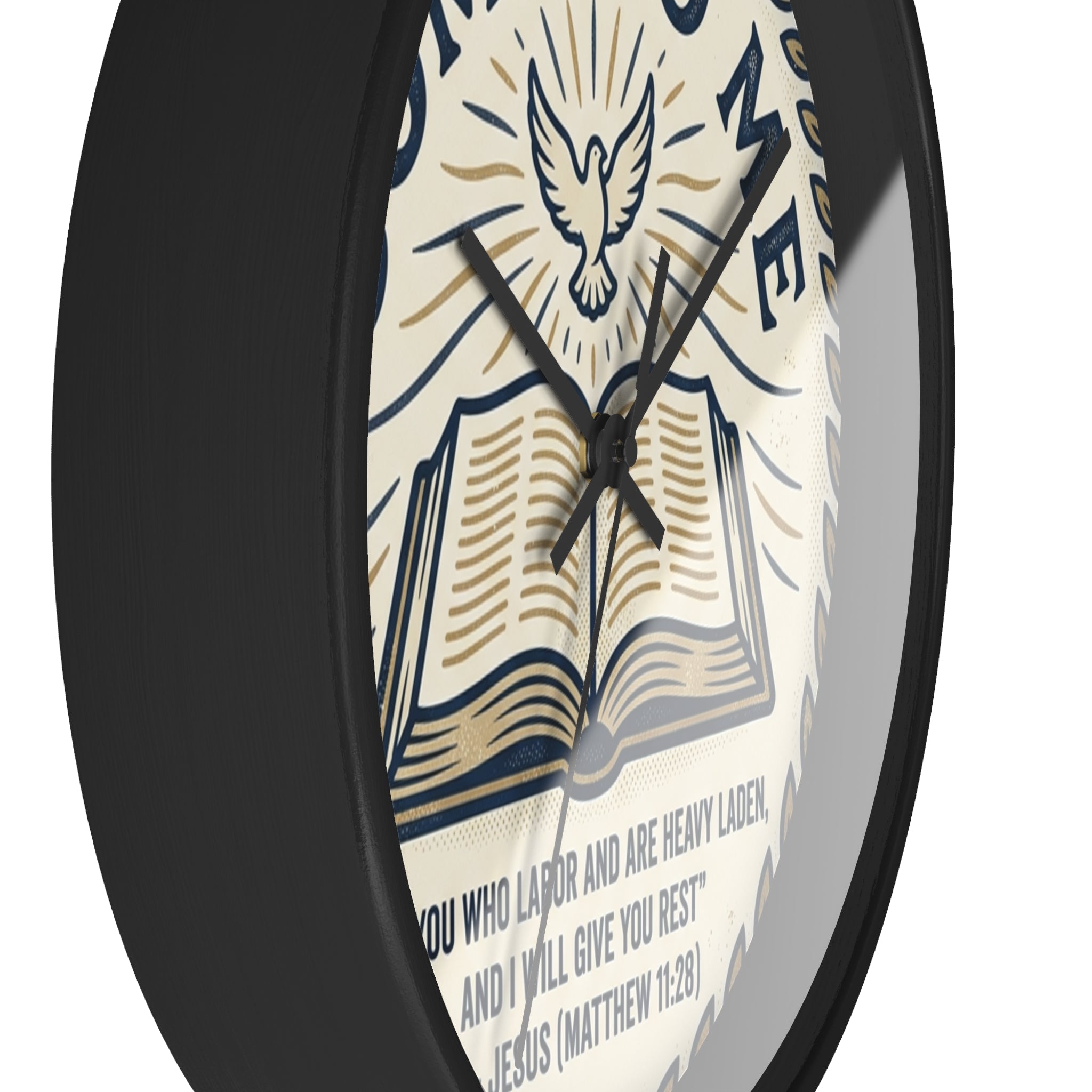 Come to Me Wall Clock — Inspirational Bible Verse (Matthew 11:28) Decorative Christian Clock