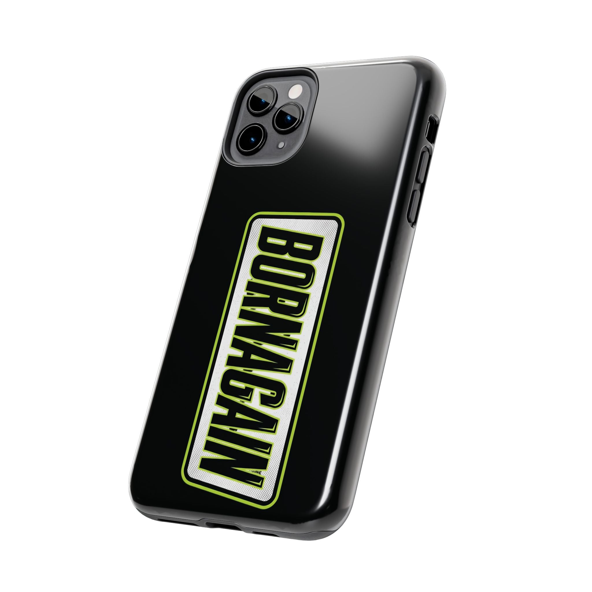 BORNAGAIN vertical logo Phone Case | Black protective tough case