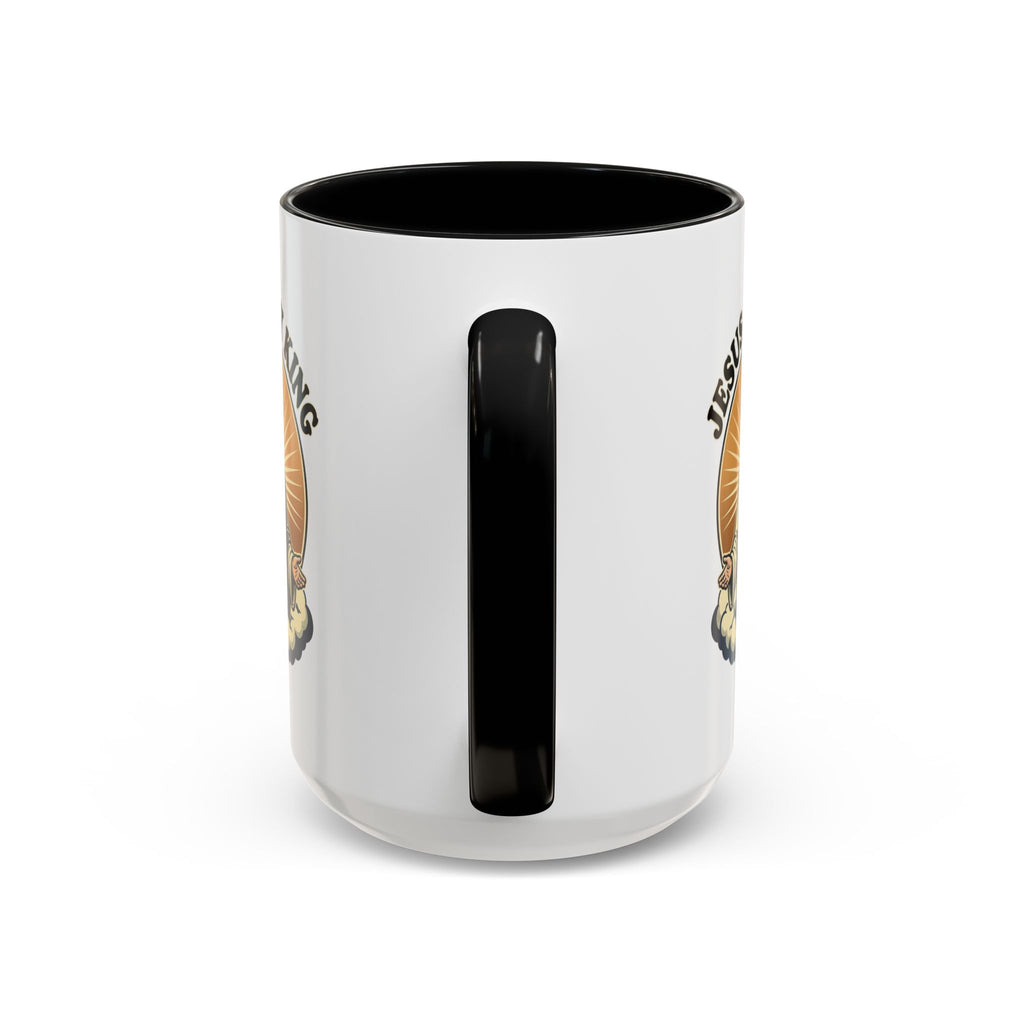 Jesus Is My King Accent Coffee Mug — Christian Religious Ceramic Mug (11/15oz)