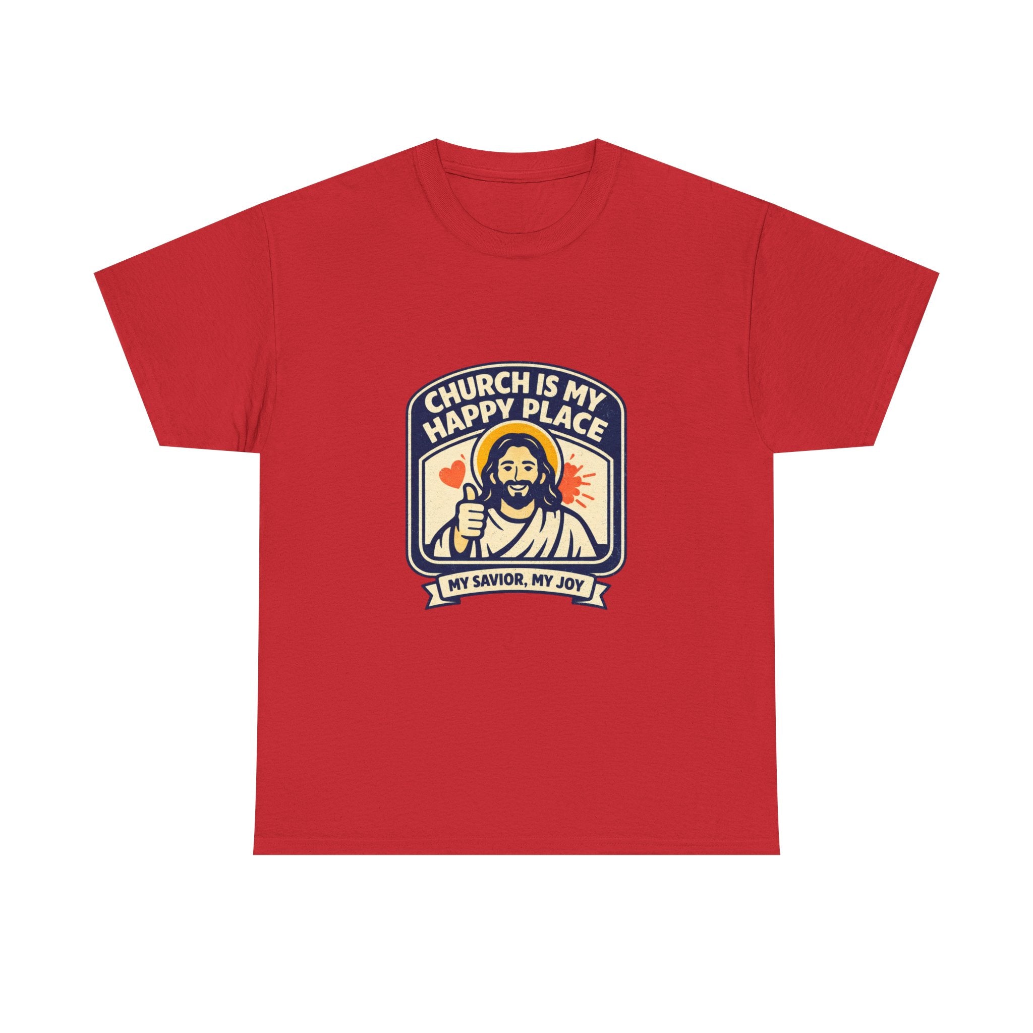 Church Is My Happy Place T-Shirt — Christian Faith Tee (My Savior, My Joy)