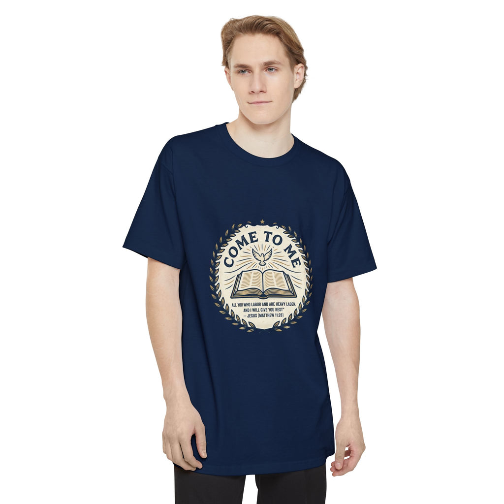 Come to Me - Matthew 11:28 Bible Verse T-Shirt (Big & Tall) — Christian Faith Graphic Tee