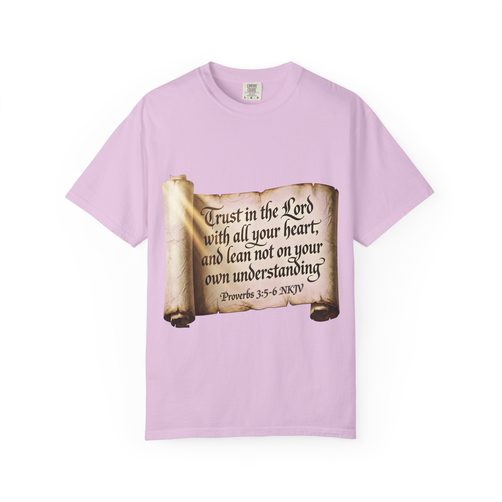 Proverbs 3:5-6 Trust in the Lord T-shirt Scroll Design