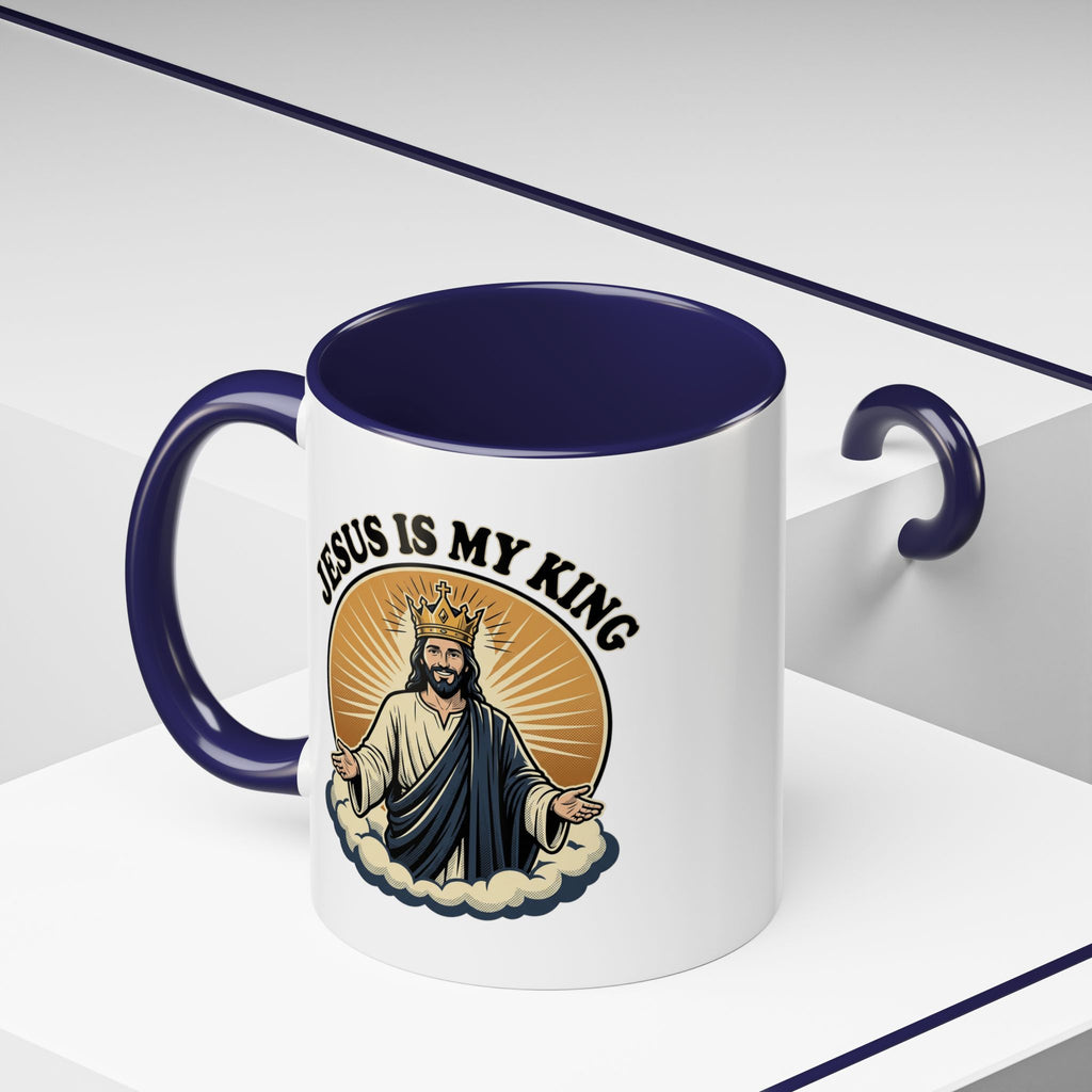 Jesus Is My King Accent Coffee Mug — Christian Religious Ceramic Mug (11/15oz)