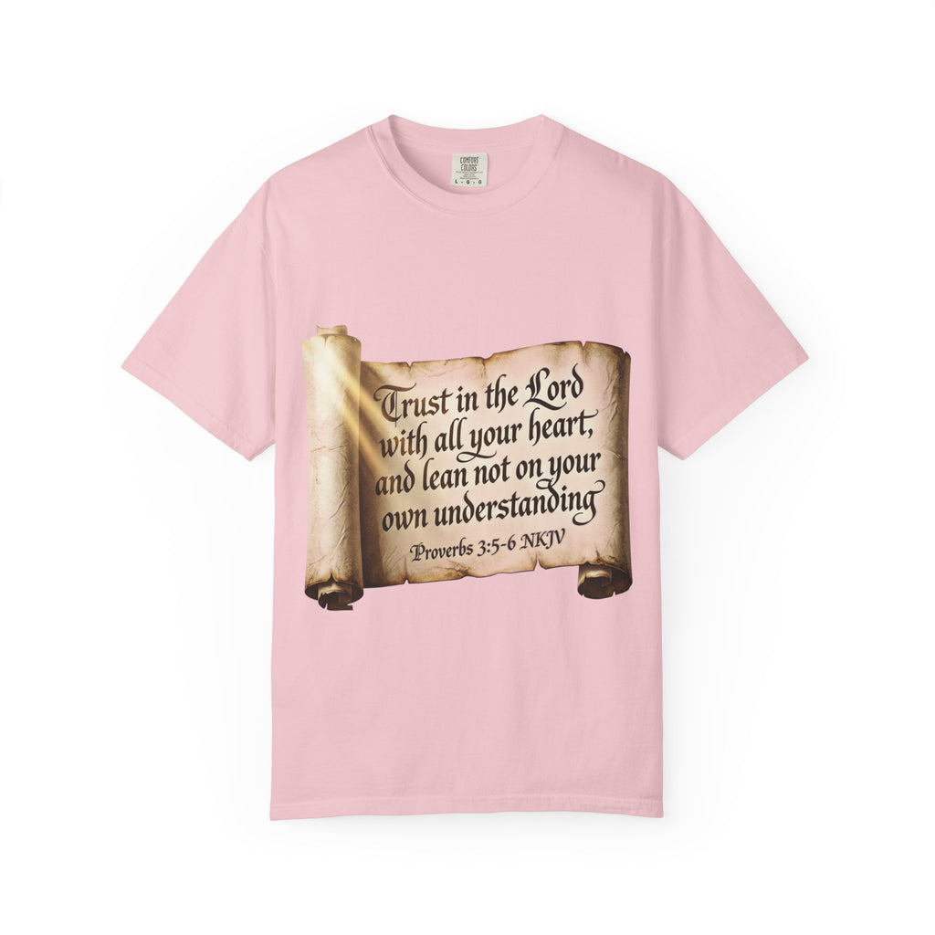 Proverbs 3:5-6 Trust in the Lord T-shirt Scroll Design