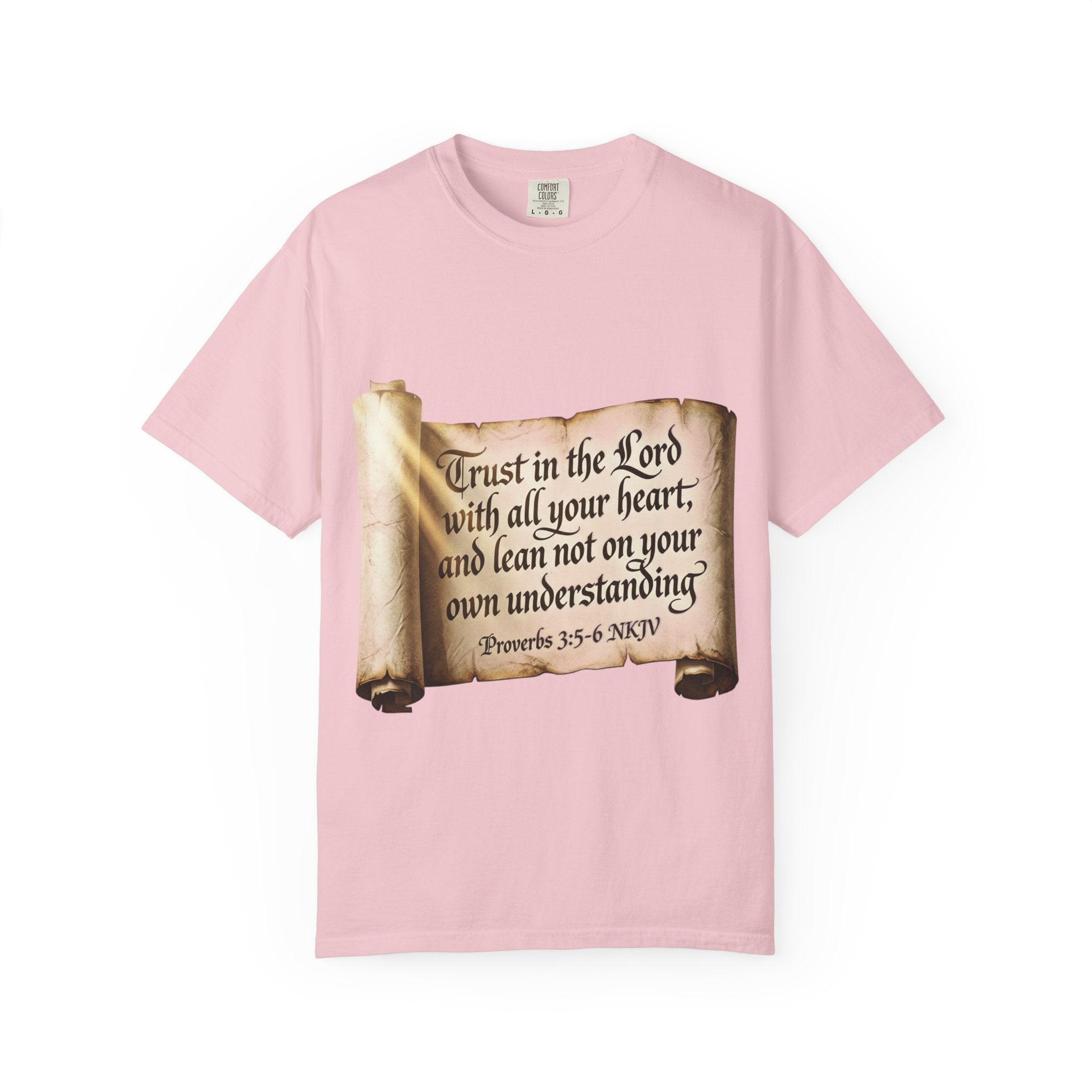 Proverbs 3:5-6 Trust in the Lord T-shirt Scroll Design