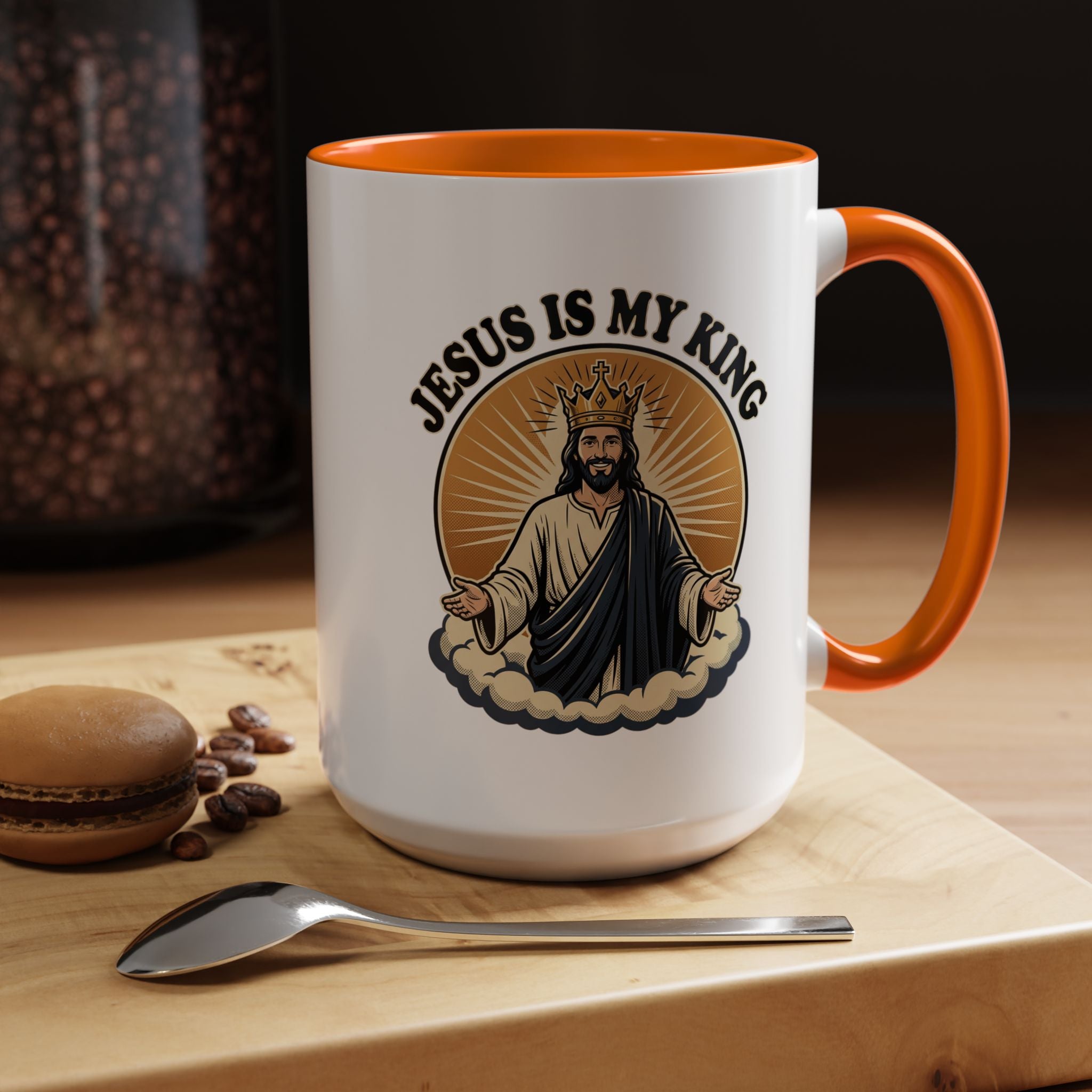 Jesus Is My King Accent Coffee Mug — Christian Religious Ceramic Mug (11/15oz)