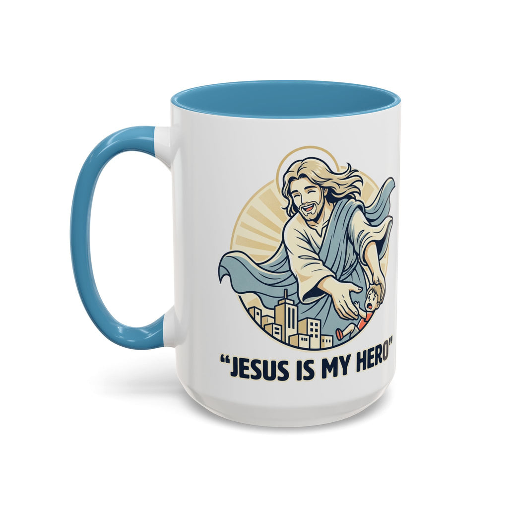 Jesus is my Hero - Accent Coffee Mug (11, 15oz)