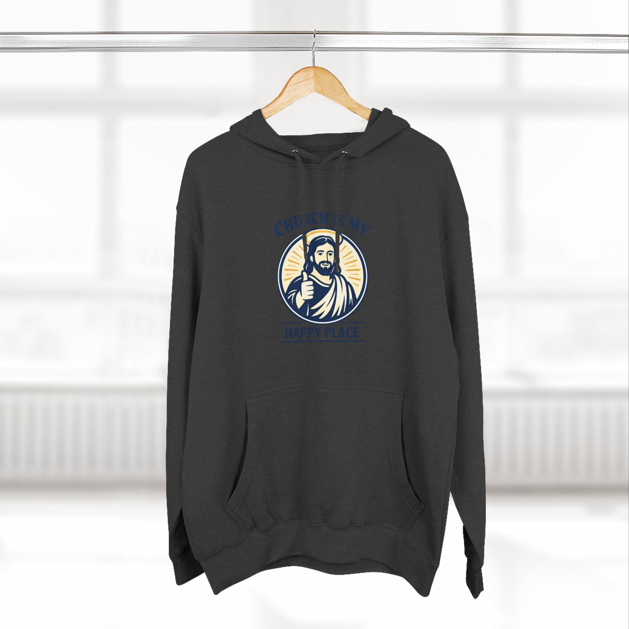 Church Is My Happy Place Hoodie - Christian Faith Graphic Hoodie