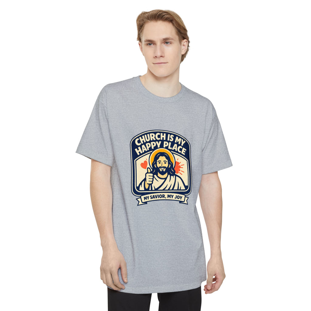 Church Is My Happy Place T-Shirt (Big & Tall) — Christian Faith Graphic Tee
