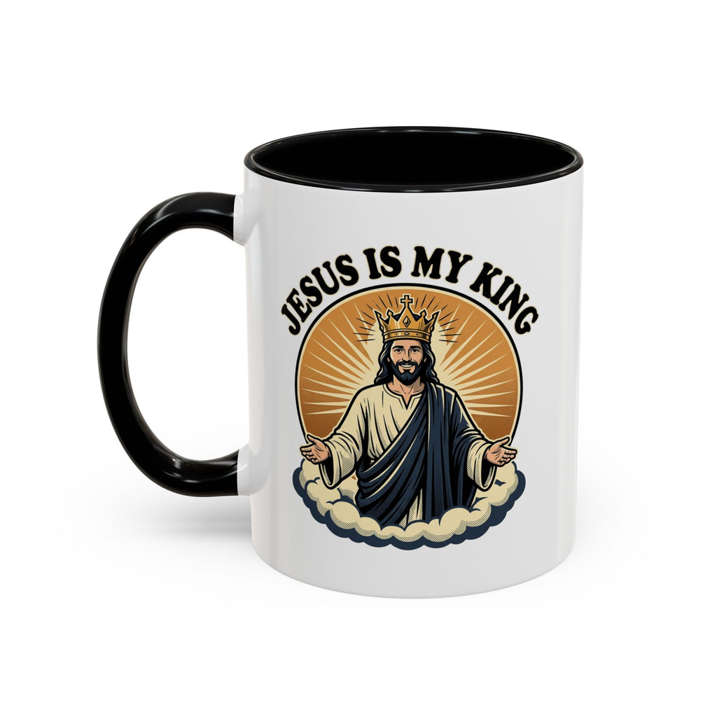 Jesus Is My King Accent Coffee Mug — Christian Religious Ceramic Mug (11/15oz)