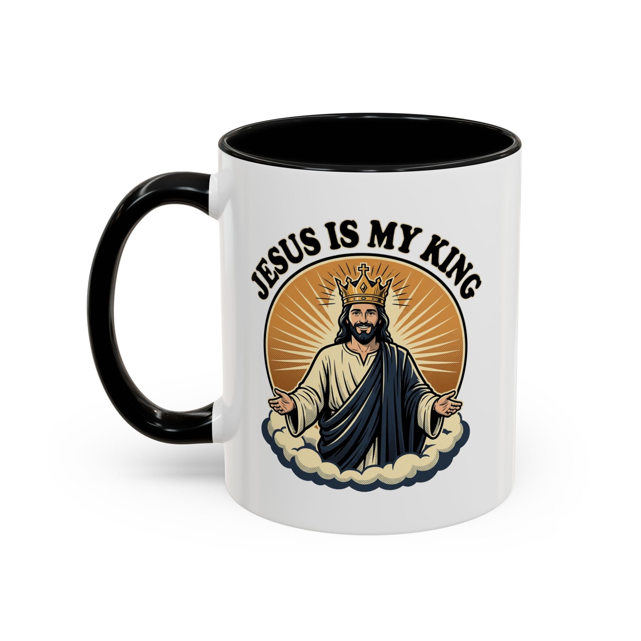 Jesus Is My King Accent Coffee Mug — Christian Religious Ceramic Mug (11/15oz)