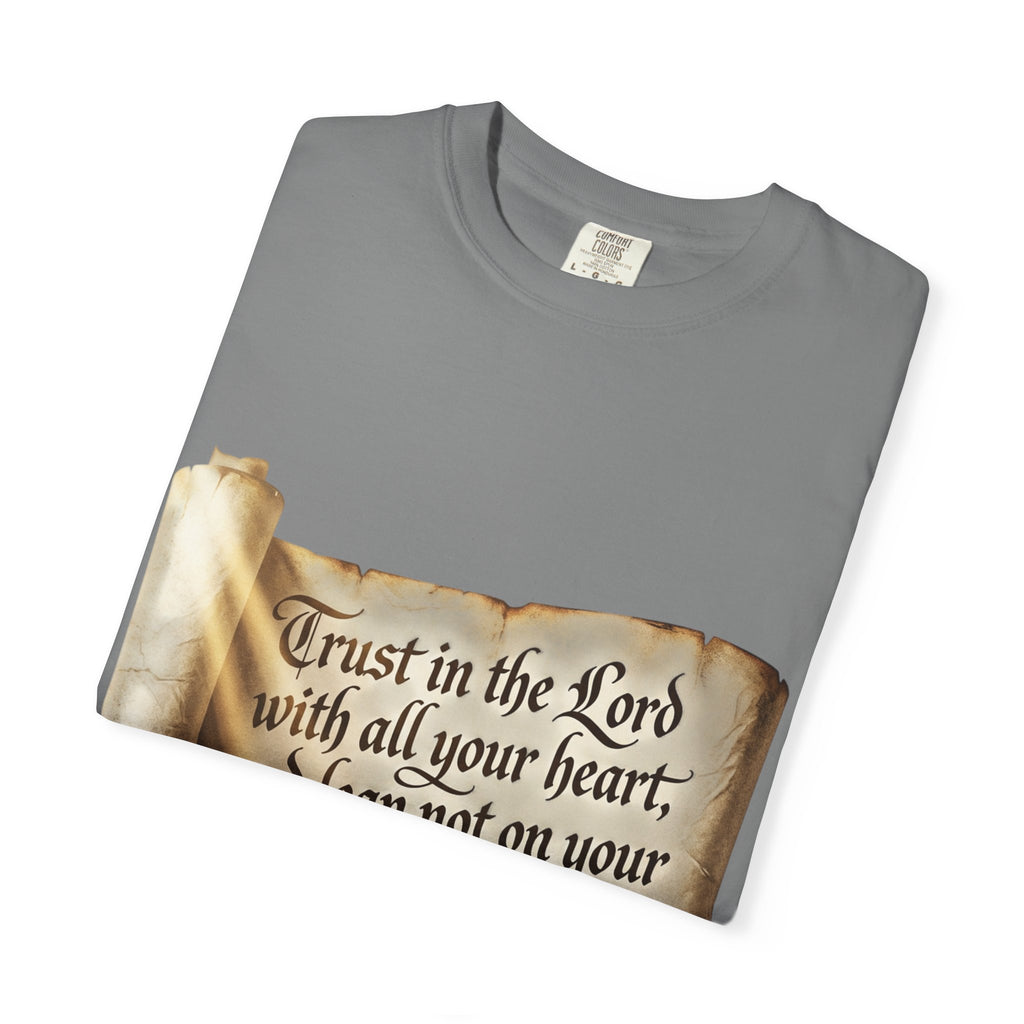 Proverbs 3:5-6 Trust in the Lord T-shirt Scroll Design