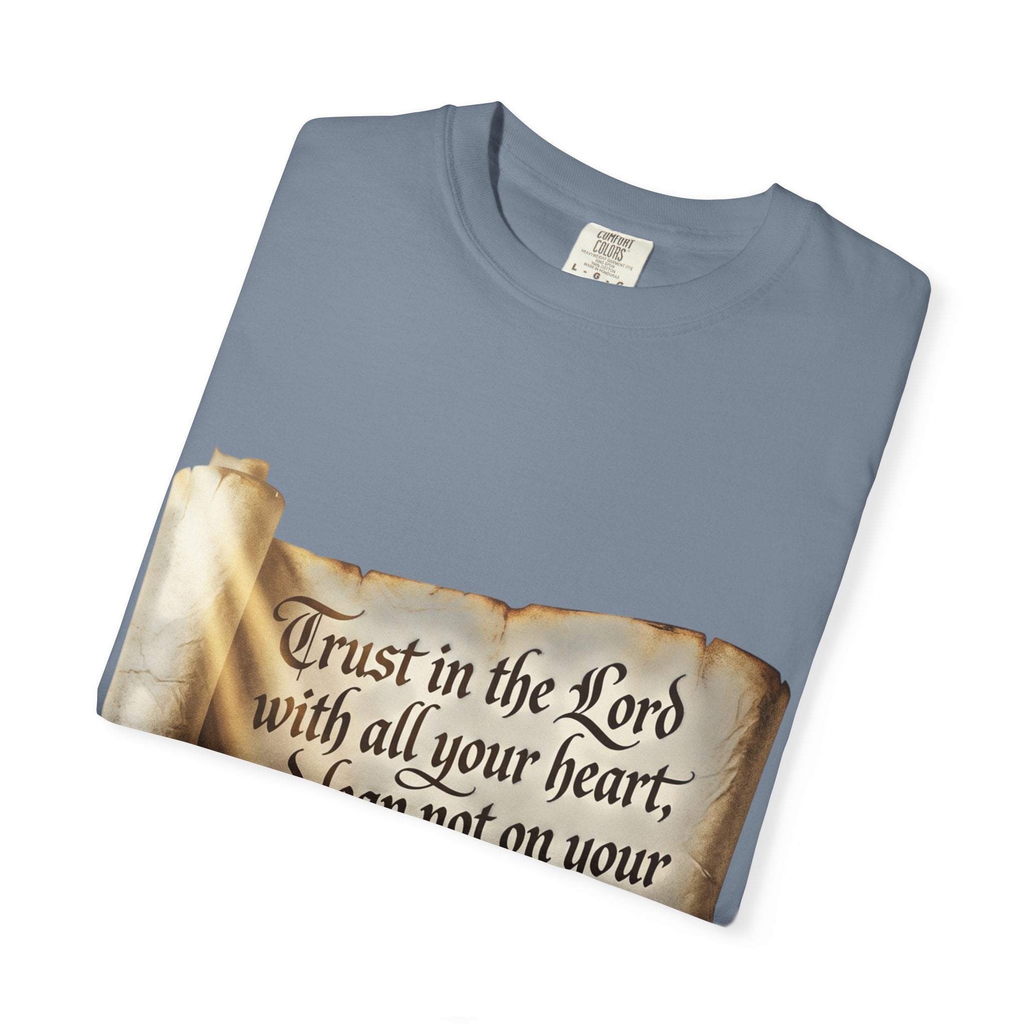 Proverbs 3:5-6 Trust in the Lord T-shirt Scroll Design