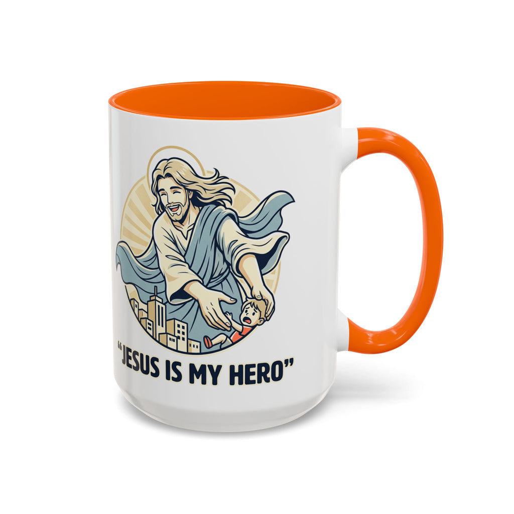 Jesus is my Hero - Accent Coffee Mug (11, 15oz)