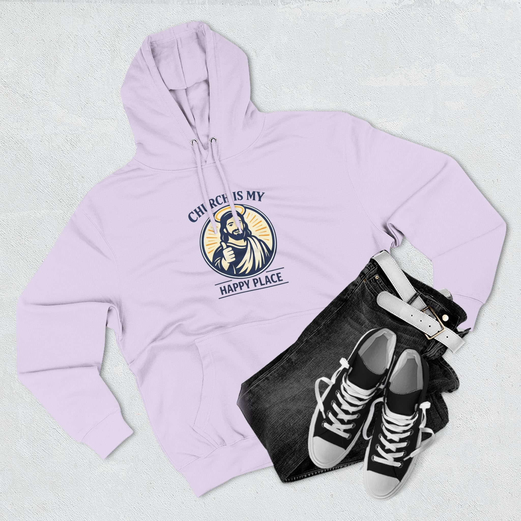 Church Is My Happy Place Hoodie - Christian Faith Graphic Hoodie