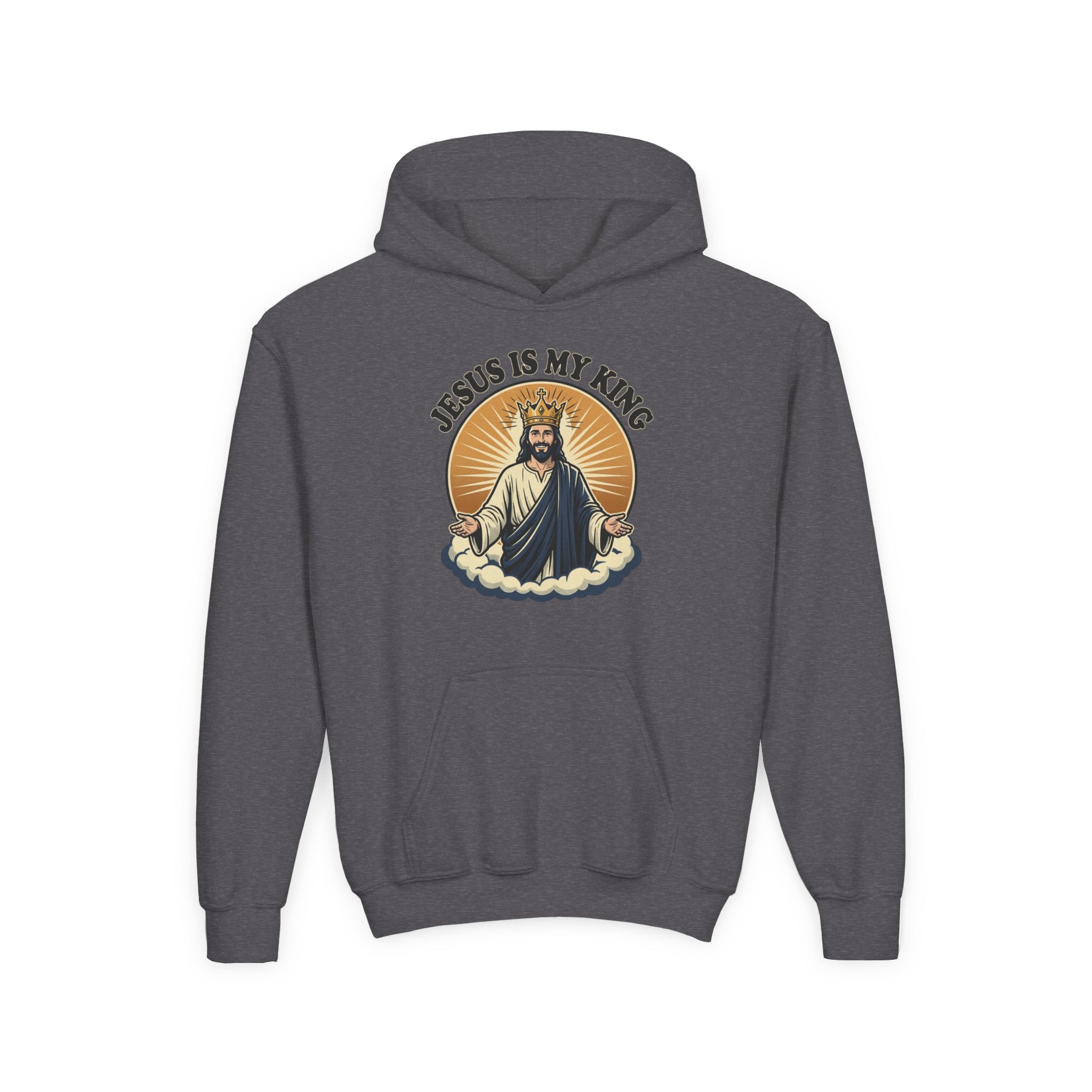 "Jesus Is My King" Youth Hoodie, Christian Faith Pullover