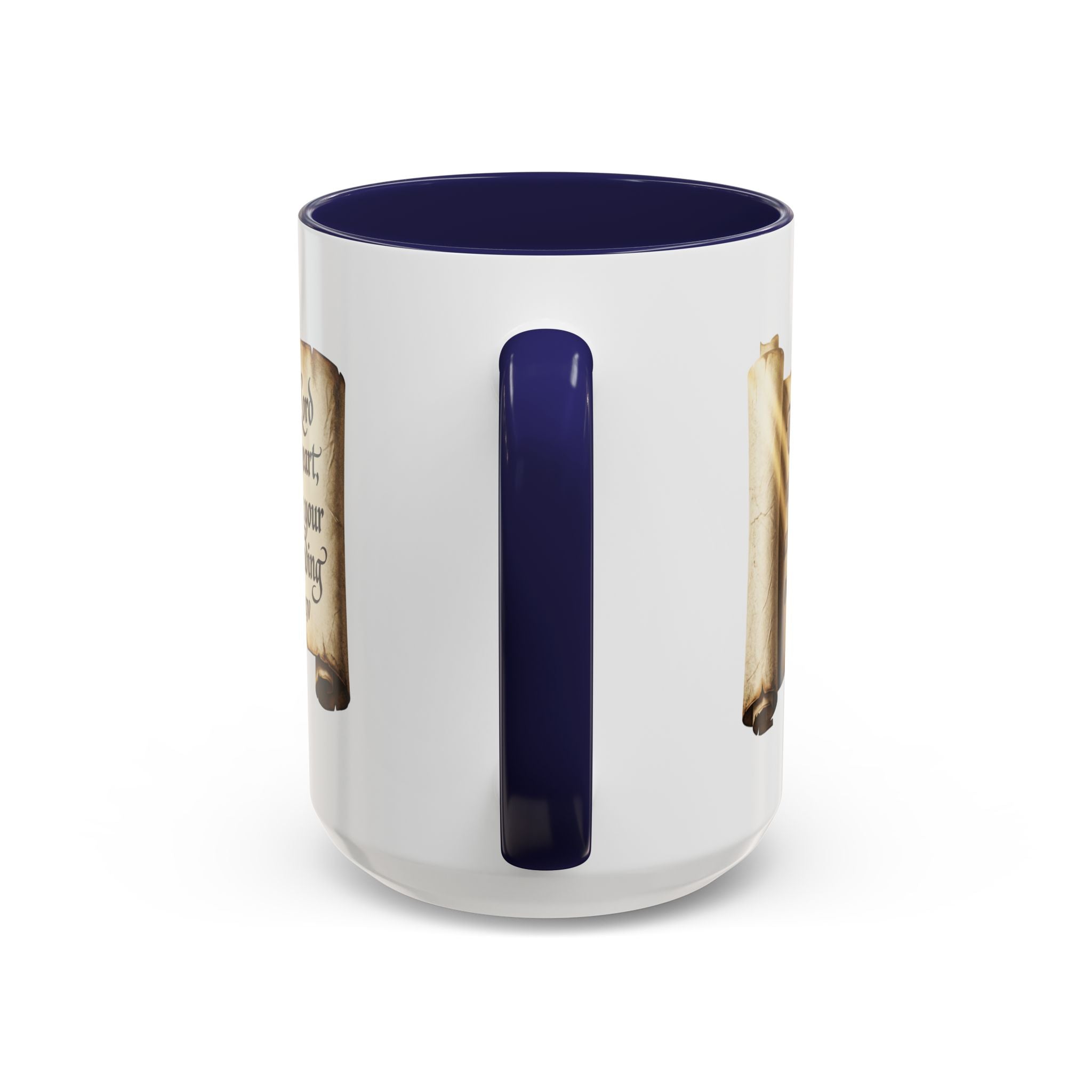 Proverbs 3:5-6 Scroll Accent Coffee Mug — Trust in the Lord Scripture Mug