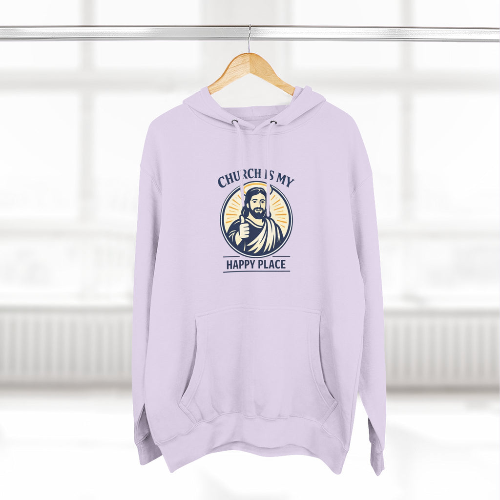 Church Is My Happy Place Hoodie - Christian Faith Graphic Hoodie
