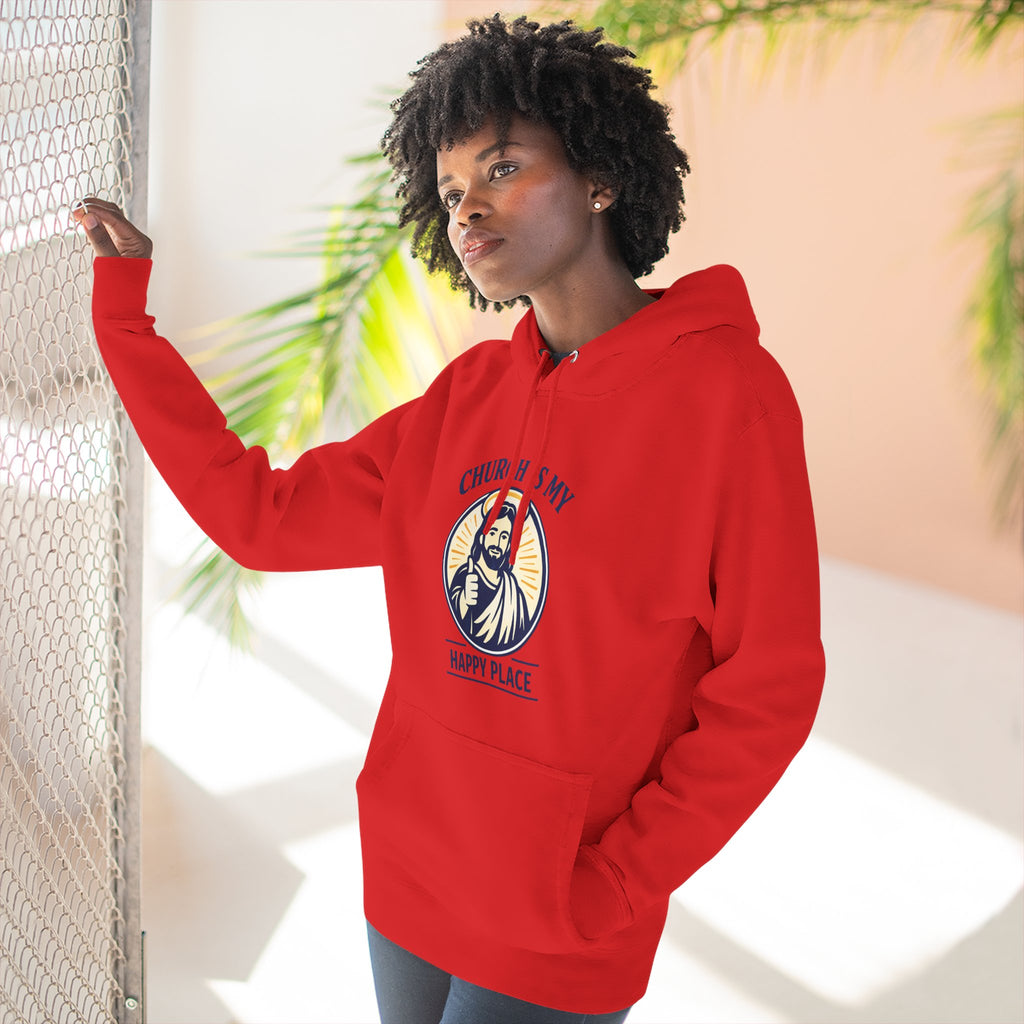 Church Is My Happy Place Hoodie - Christian Faith Graphic Hoodie