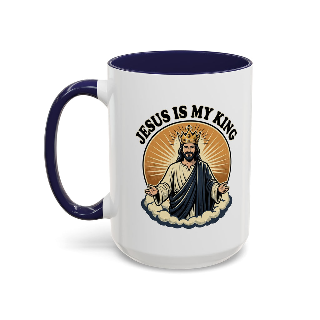 Jesus Is My King Accent Coffee Mug — Christian Religious Ceramic Mug (11/15oz)